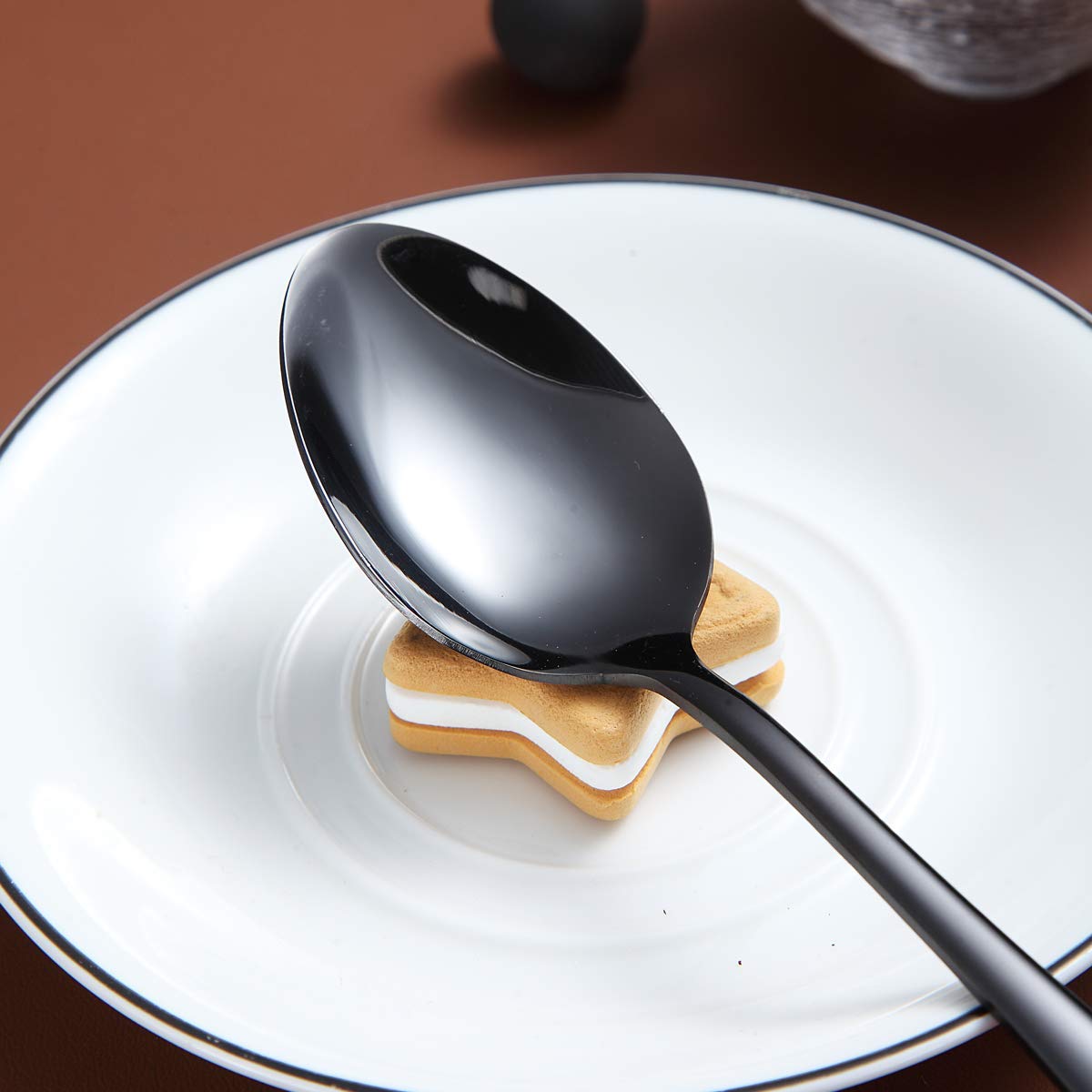 Premium Black Teaspoons Set of 12 - 6.5