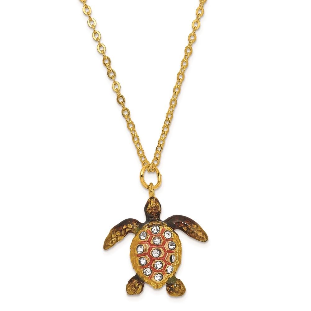 Luxury Bejeweled Palm Beach Loggerhead Turtle Trinket Box with Diamonds - Elegant Jewelry Storage & Home Decor for Beach House, Coastal Theme Bedroom, or Gift Giving