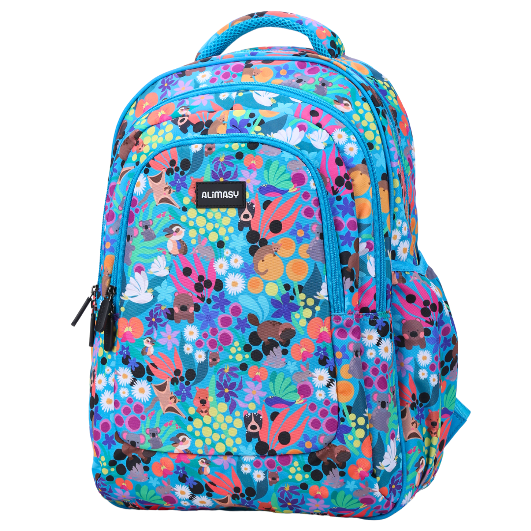 Australian Animals Themed Large School Backpack for Kids - Kangaroo Koala Print Durable Bookbag for Elementary Middle School Students - Perfect for Daily Use, Travel & Outdoor Adventures
