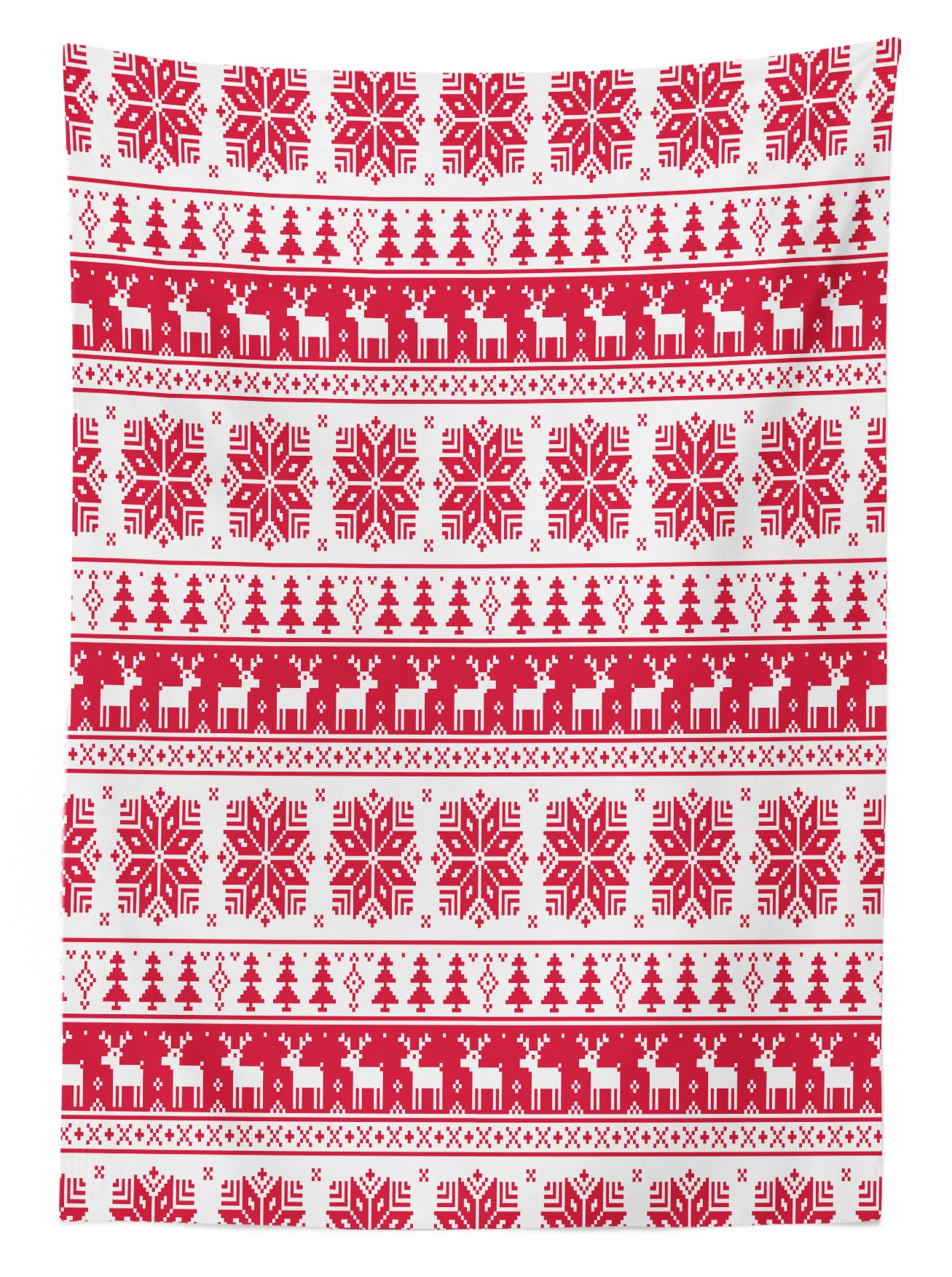 Ambesonne Nordic Christmas Tablecloth - Scandinavian Retro Holiday Dining Table Cover with Nature Inspired Design, 60