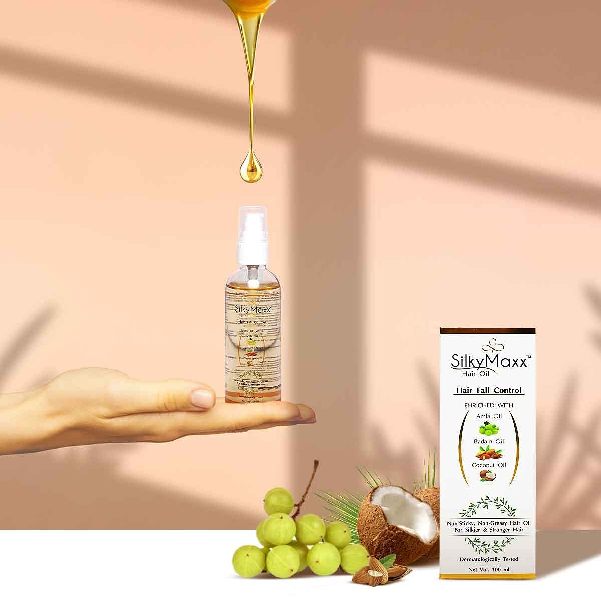 SilkyMaxx Hair Growth Oil with Amla, Almond & Coconut - Anti Hair Fall, Non-Greasy & Lightweight Formula for Stronger, Healthier Hair - Perfect for Daily Use, Styling & Scalp Care