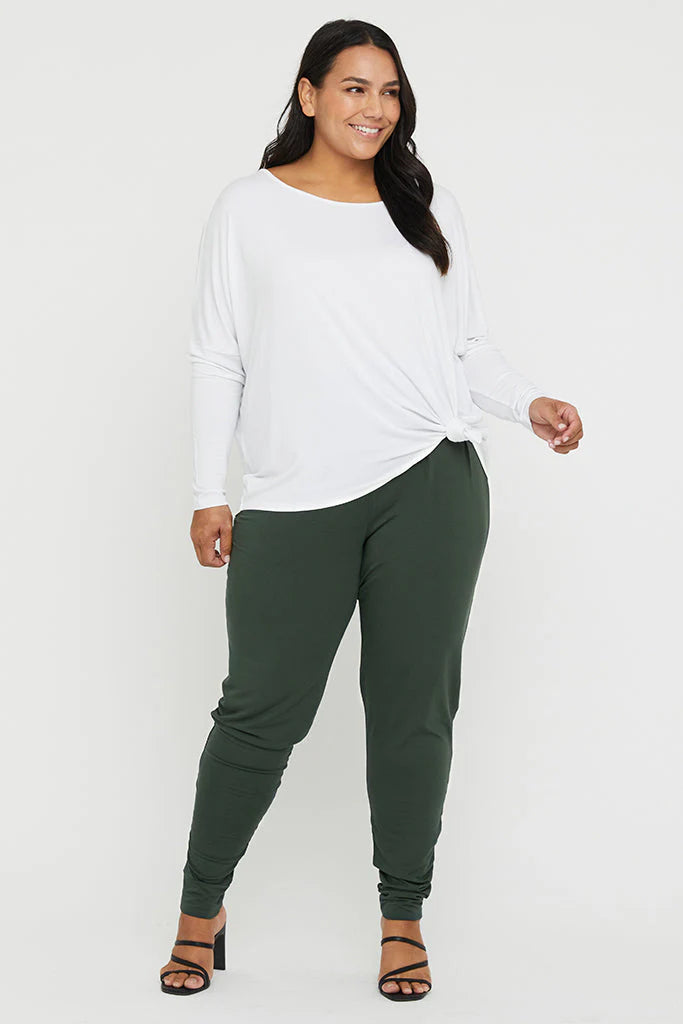 Eco-Friendly Bamboo Slouch Pants for Women - Soft & Comfortable Forest Green Lounge Pants | Perfect for Yoga, Meditation, and Relaxing at Home