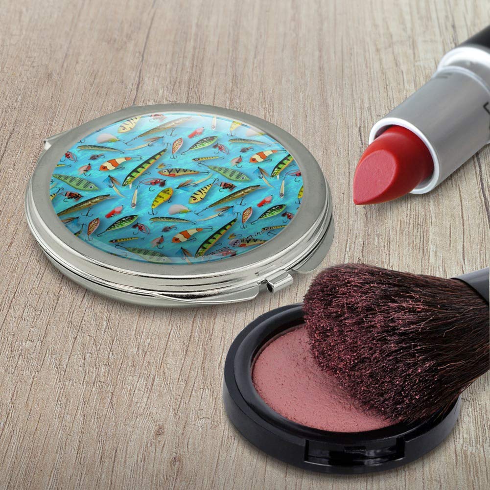 Premium Fishing Flies Lures Kit with Fish Patterns - Compact Travel Purse & Makeup Mirror for Anglers | Perfect for Fly Fishing, Travel & Outdoor Adventures