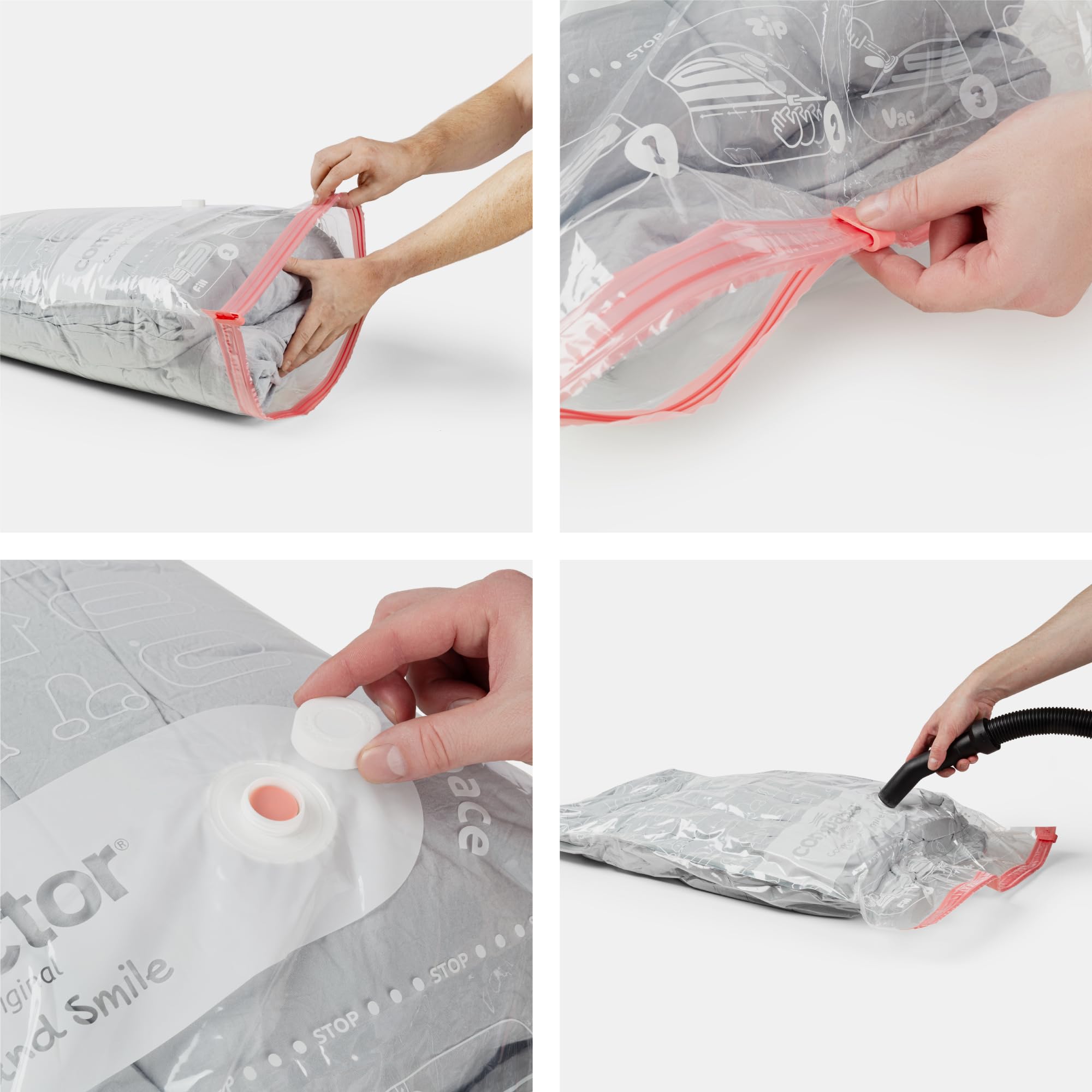 Vacuum Storage Bags for Clothes, Space Saving Compactor Bags (Medium, Transparent) - Perfect for Travel, Seasonal Storage & Moving