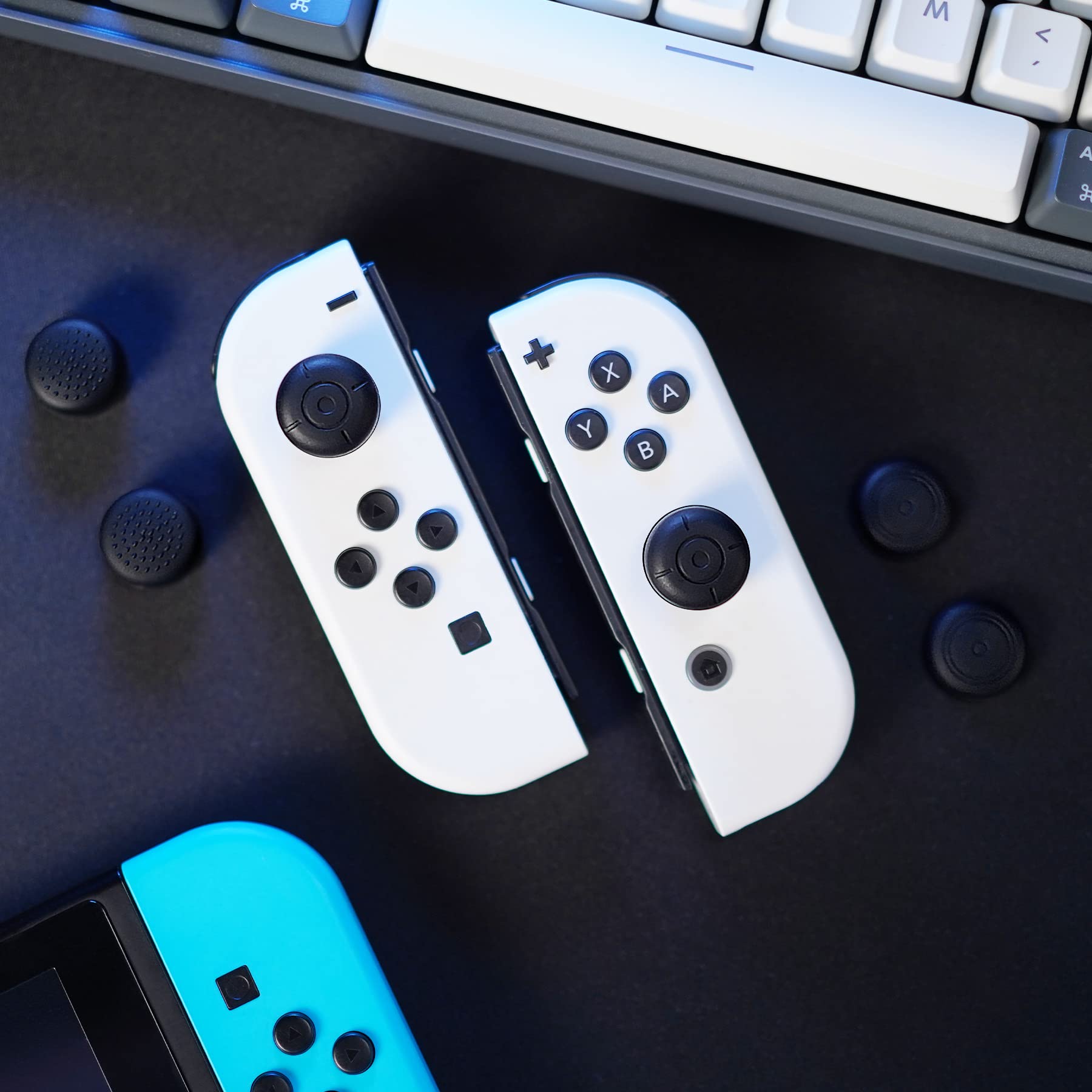 eXtremeRate 3 Pairs Anti-Slip Black Silicone Thumb Grips for Nintendo Switch Joy-Con & OLED - Extended Length Thumbstick Caps for Enhanced Grip - Compatible with Switch Lite - Perfect for Gaming, Travel, and Long Play Sessions