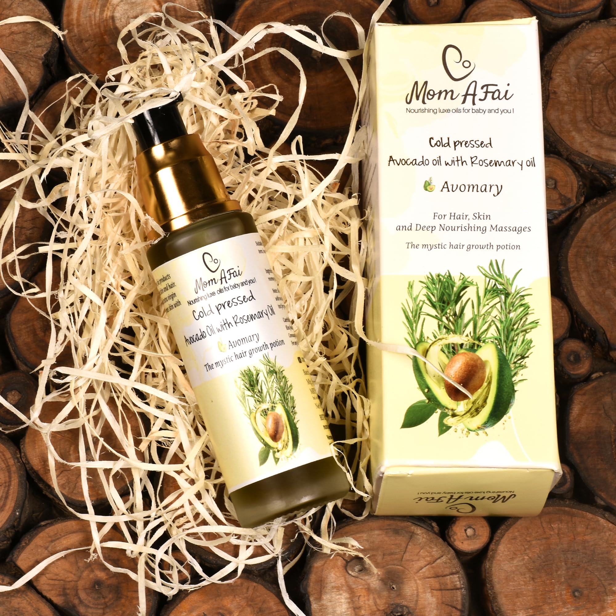 Cold Pressed Avocado Oil with Rosemary Oil for Hair Growth & Hair Fall Control - Natural Hair Nourishment & Moisturizer for Hair, Skin & Body (50ml) | Perfect for Daily Hair Care, Scalp Massage & DIY Beauty Treatments