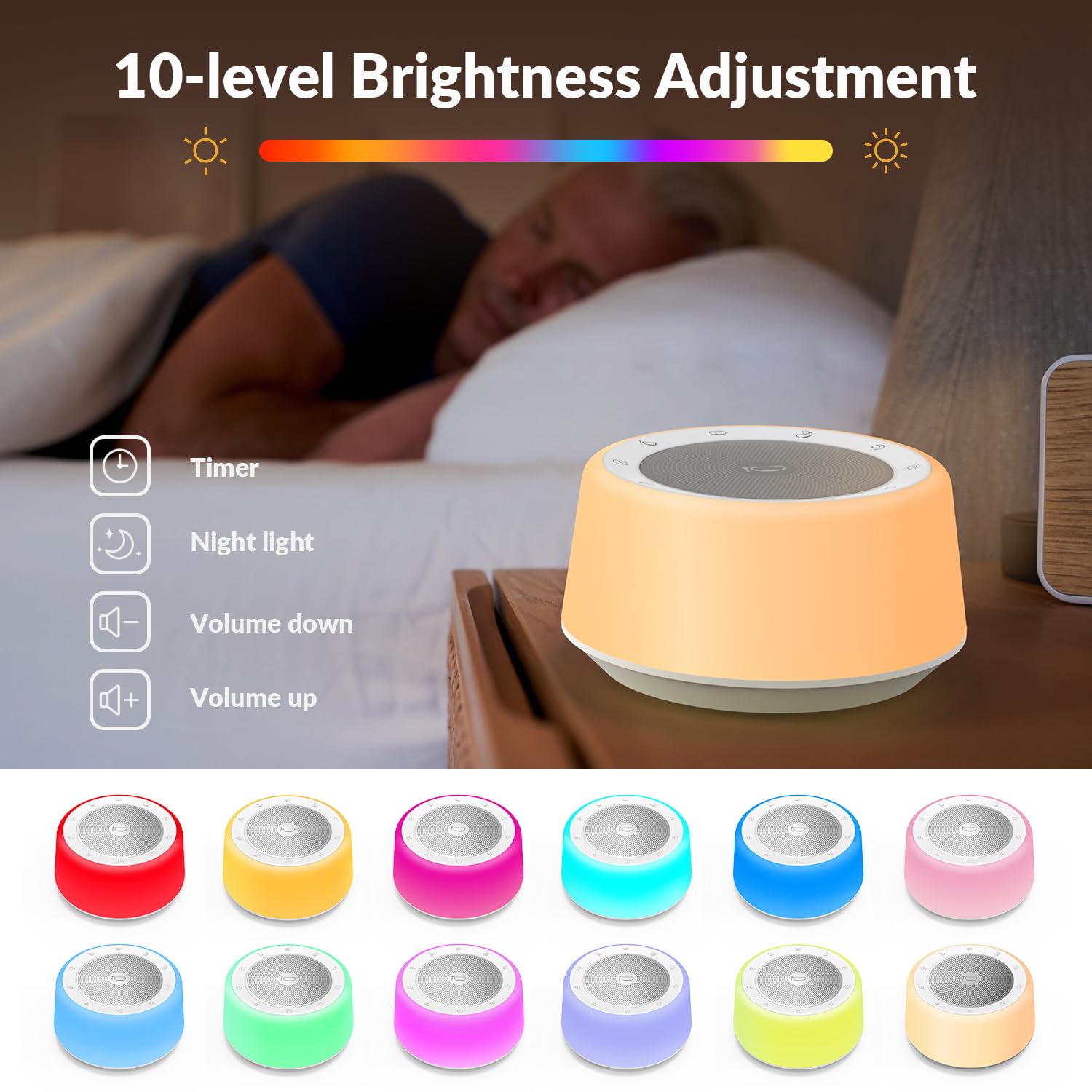 Kipcush Tibetan Singing Bowls Set - 11 Sizes with Night Light for Yoga, Meditation & Chakra Healing | Sound Therapy Machine with Timer & Plug-in for Stress Relief & Mindfulness Practice | Perfect for Home Spa, Yoga Studio & Relaxation Rooms