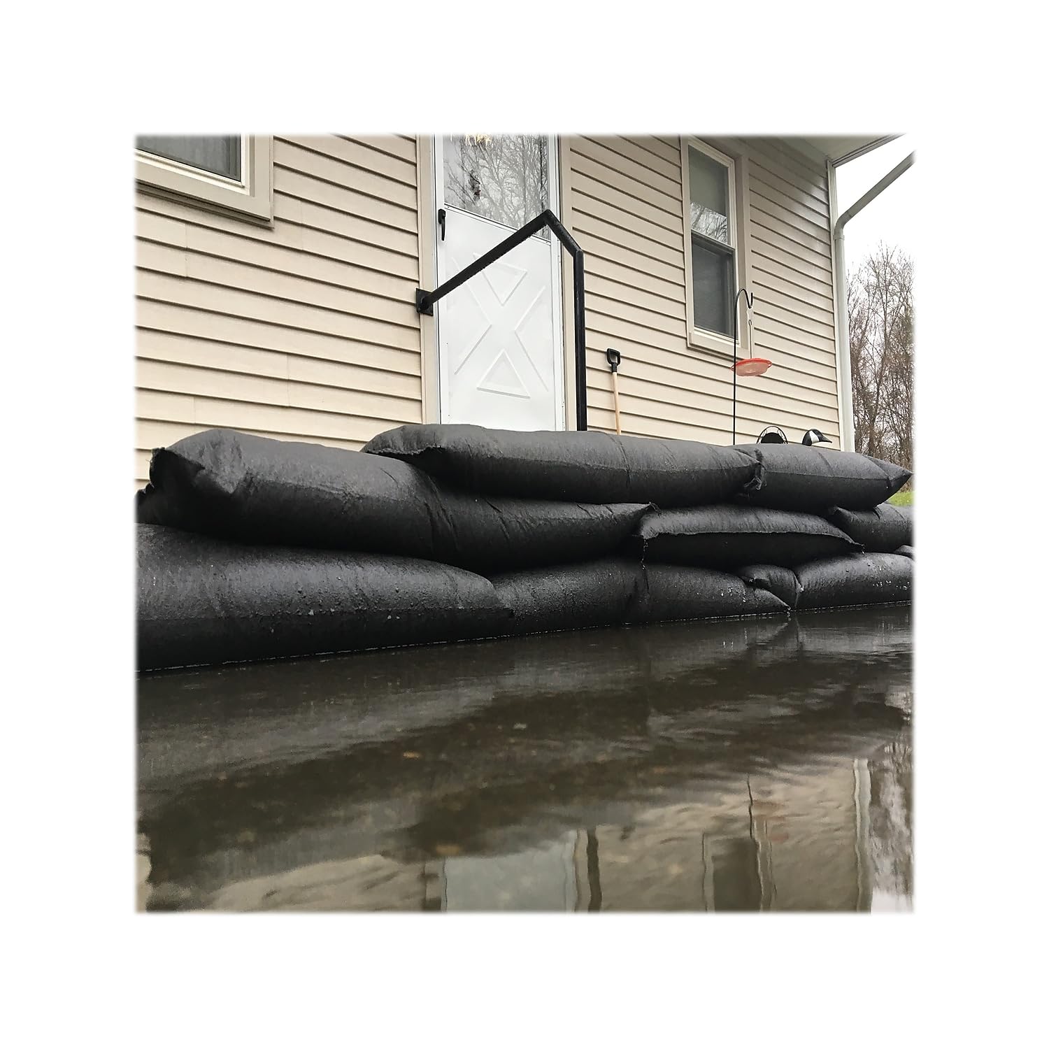 Quick Dam QD1248-25 Water-Activated Flood Barrier Bags - Jumbo Size (25-Pack, Black) - Emergency Flood Protection for Homes, Basements & Garages