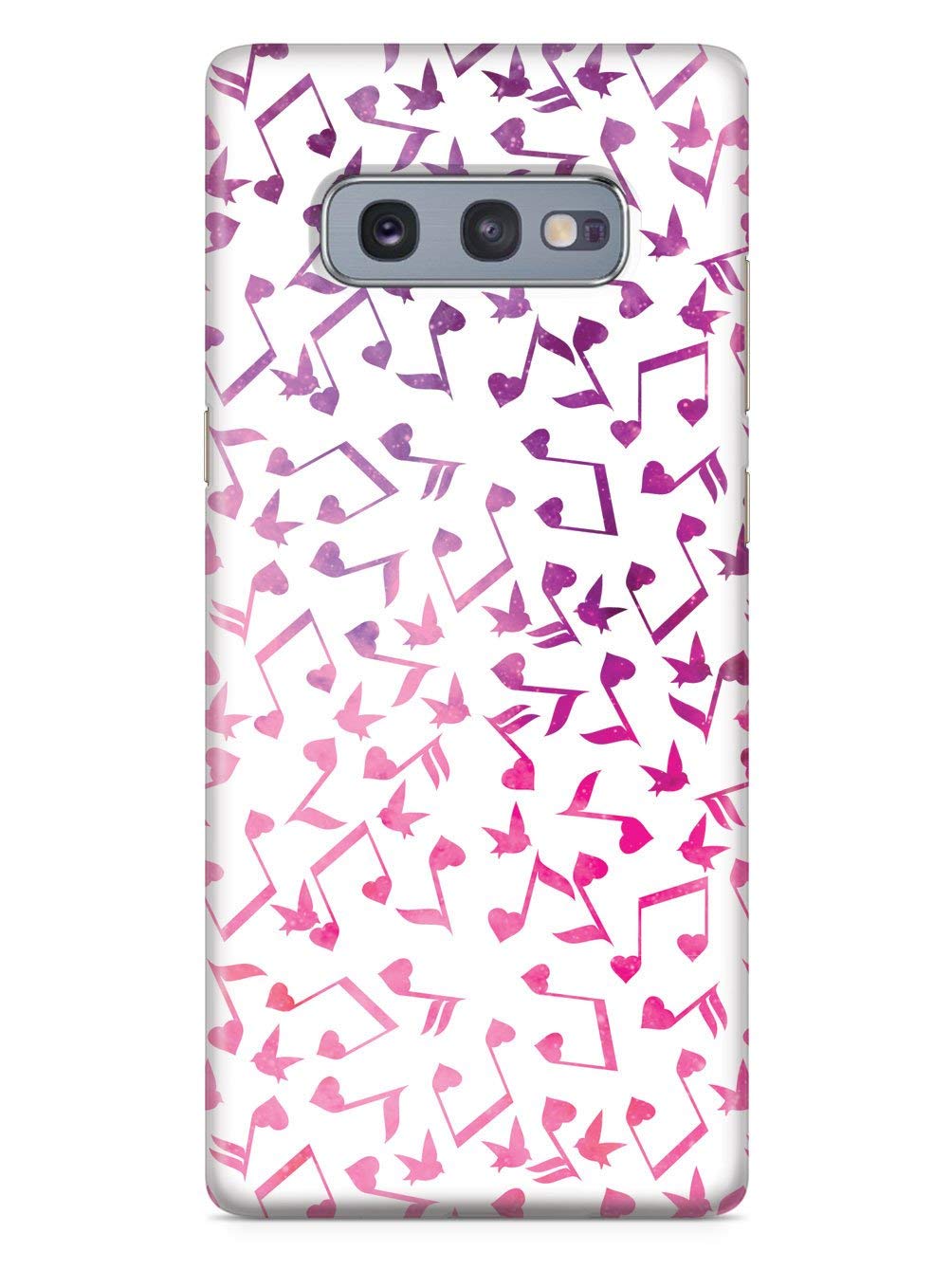 **Samsung Galaxy S10e Case - 3D Textured Protective Phone Cover with Heart Music Notes & Pink Watercolor Design - Slim Shockproof Cover for Daily Use, Travel, and Work**