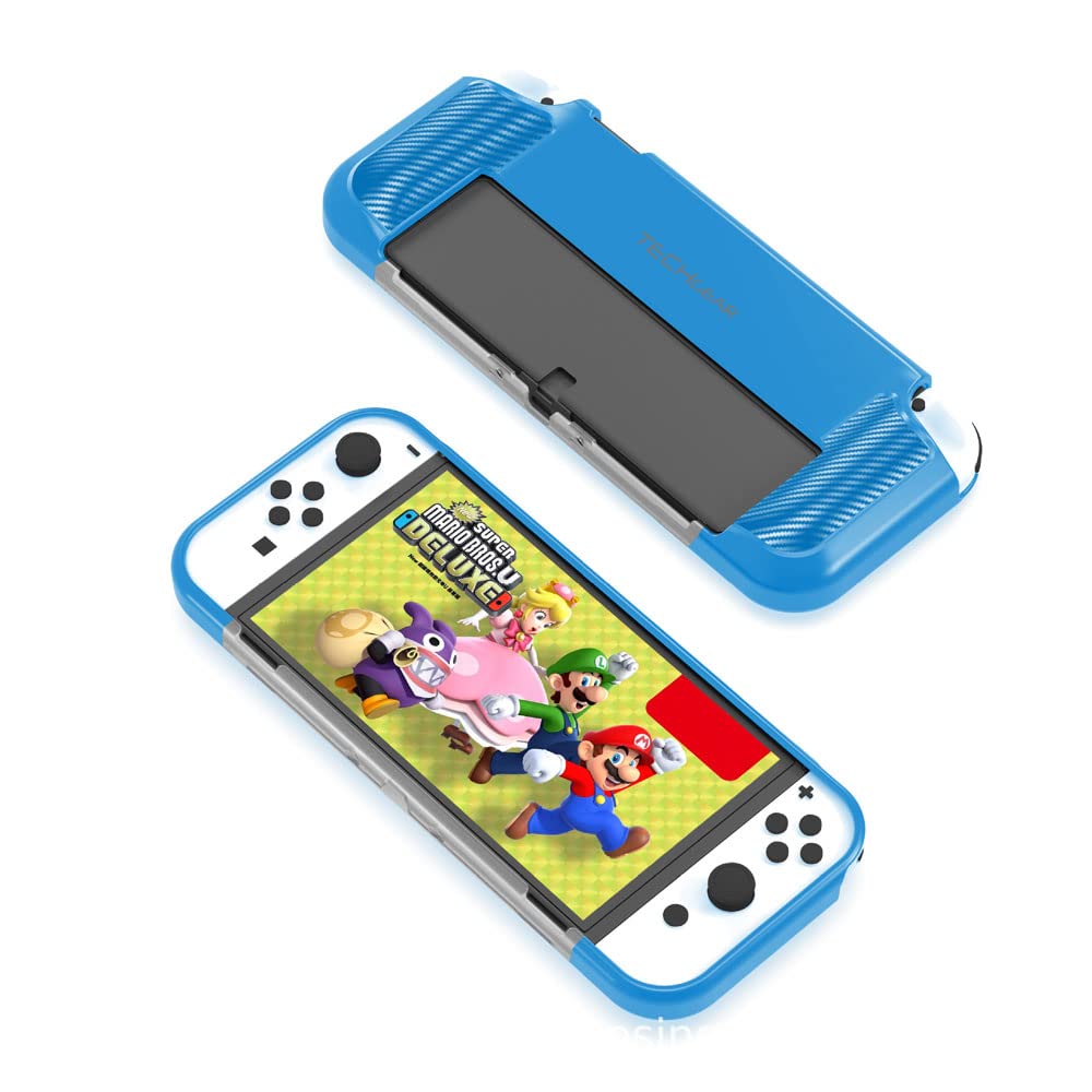 Premium Ergonomic Grip Case for Nintendo Switch OLED - Soft TPU Silicone Protective Cover with Comfort Padded Handles | Joy-Con Compatible, Lightweight & Durable Stand | Perfect for Gaming, Travel & Long Play Sessions