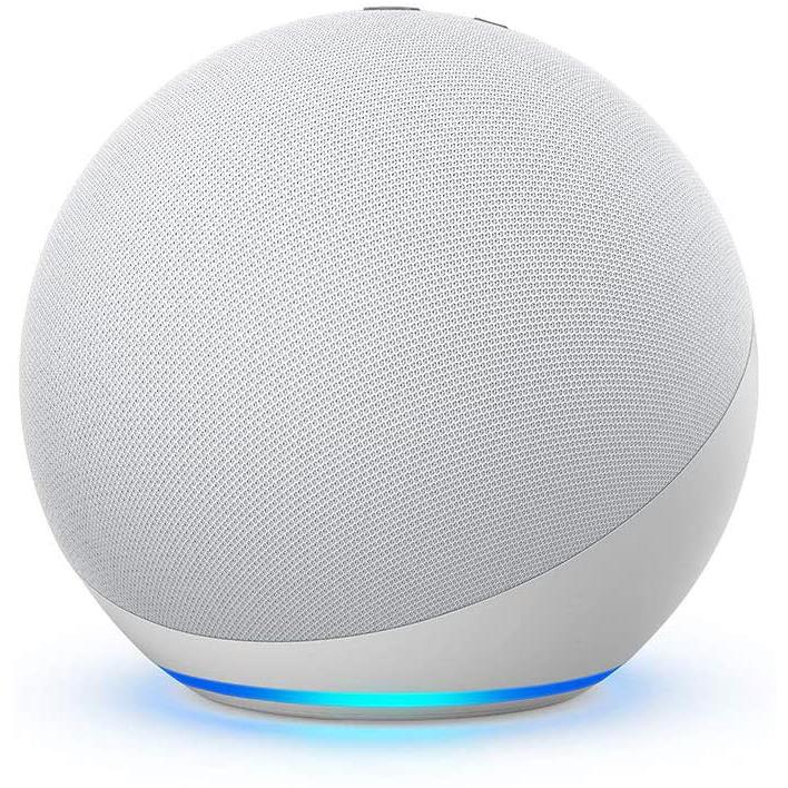 Amazon Echo (4th Generation) Smart Speaker with Alexa - Glacier White - Voice Control, Music Streaming, Smart Home Hub - Perfect for Kitchen, Living Room & Bedroom