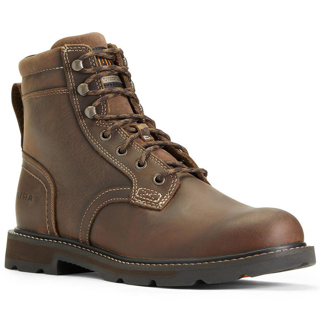 Groundbreaker 6 Inch Soft Toe Work Boots for Men - Lightweight Brown Leather Safety Shoes with Slip Resistance - Perfect for Construction, Warehouse & Outdoor Jobs