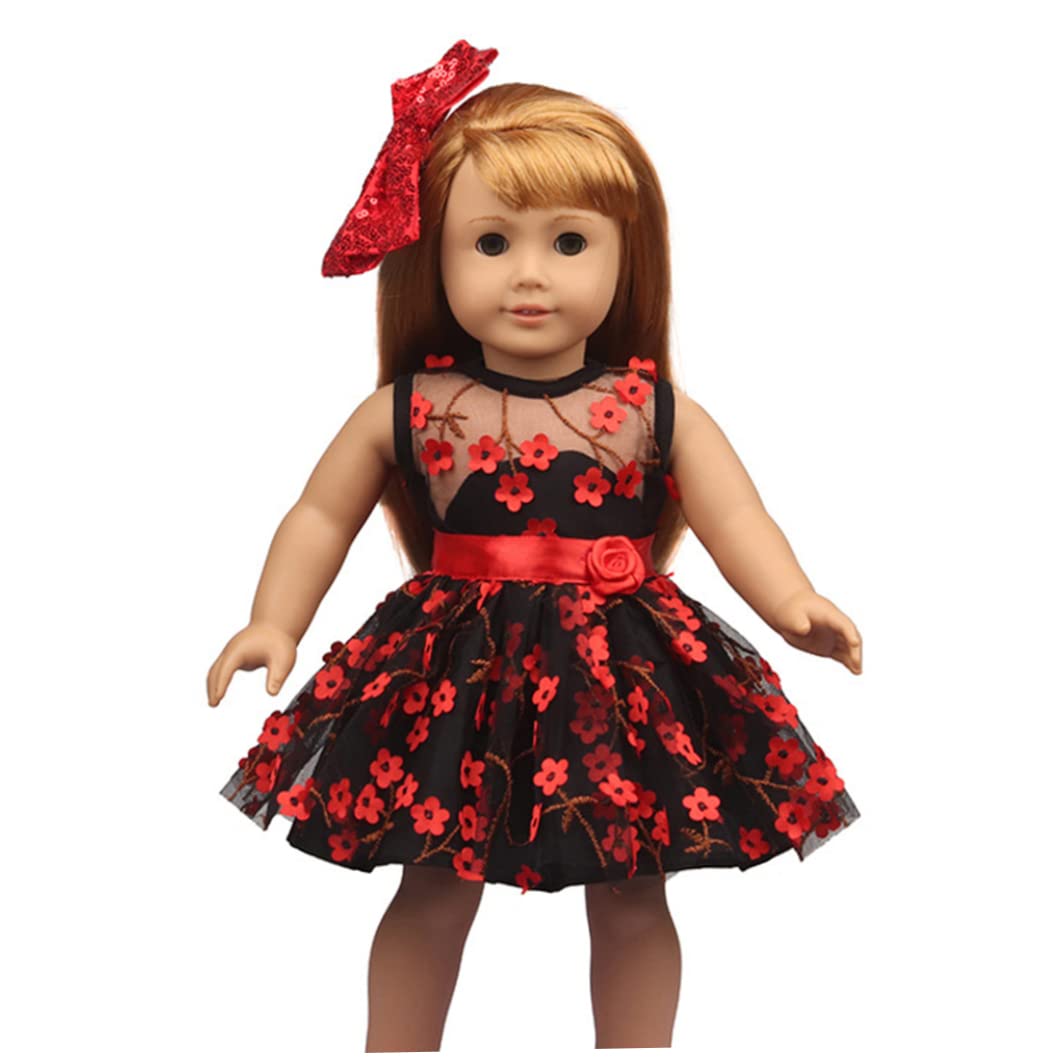 18 Inch Doll Clothes for Girls - Fashionable Doll Dress with Hair Band & Accessories (Black) - Perfect for Playtime, Collecting & DIY Doll Styling