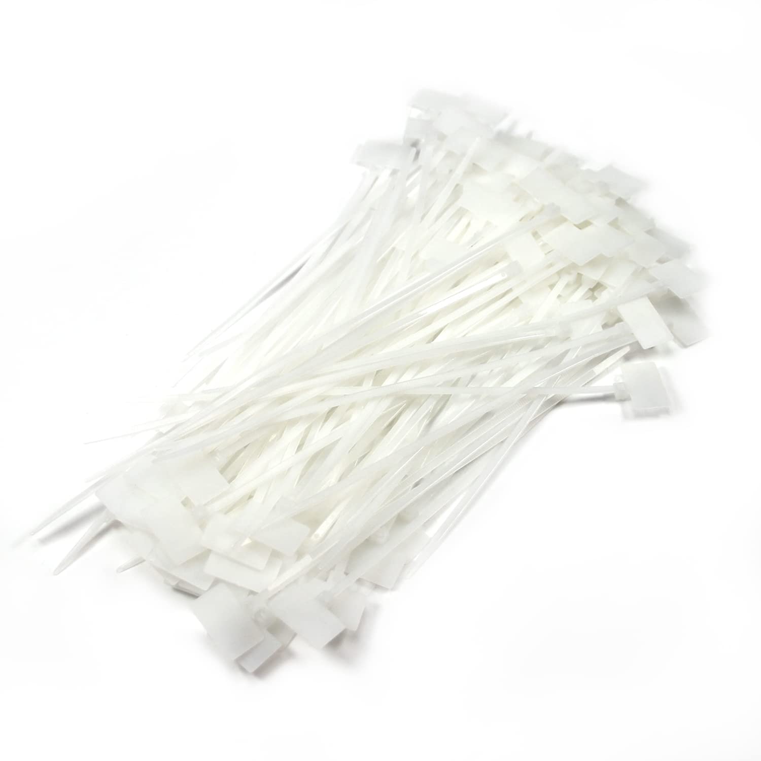 100Pcs Self-Locking Nylon Cable Ties with Write-On Labels - 8 Inch Wire Zip Ties for Ethernet, Power Cords & Cable Management - Durable Cord Organizers for Home, Office & Industrial Use