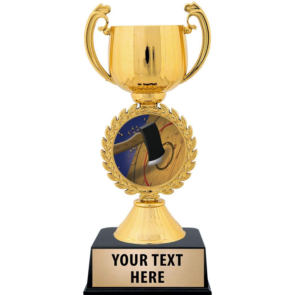 Custom Engraved 7.25 Inch Gold Cup Axe Throwing Trophy - Personalized Award for Axe Throwing Competitions, Leagues & Pub Events - Free Prime Shipping