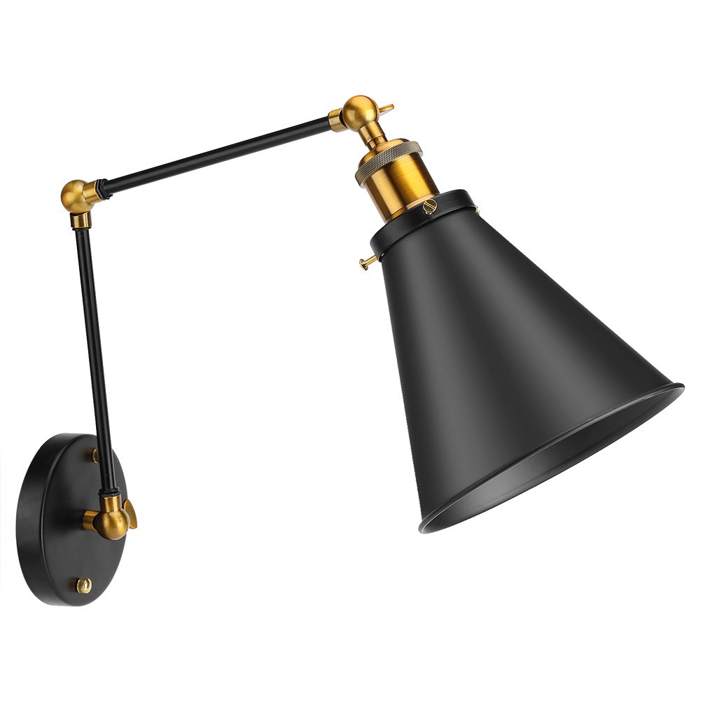Vintage Industrial Swing Arm Wall Lamp - E27 Edison Bulb Wall Sconce for Bedroom, Living Room & Office - Adjustable Reading Light Fixture with Classic Design - Perfect for Bedside, Study Nook and Cozy Corners