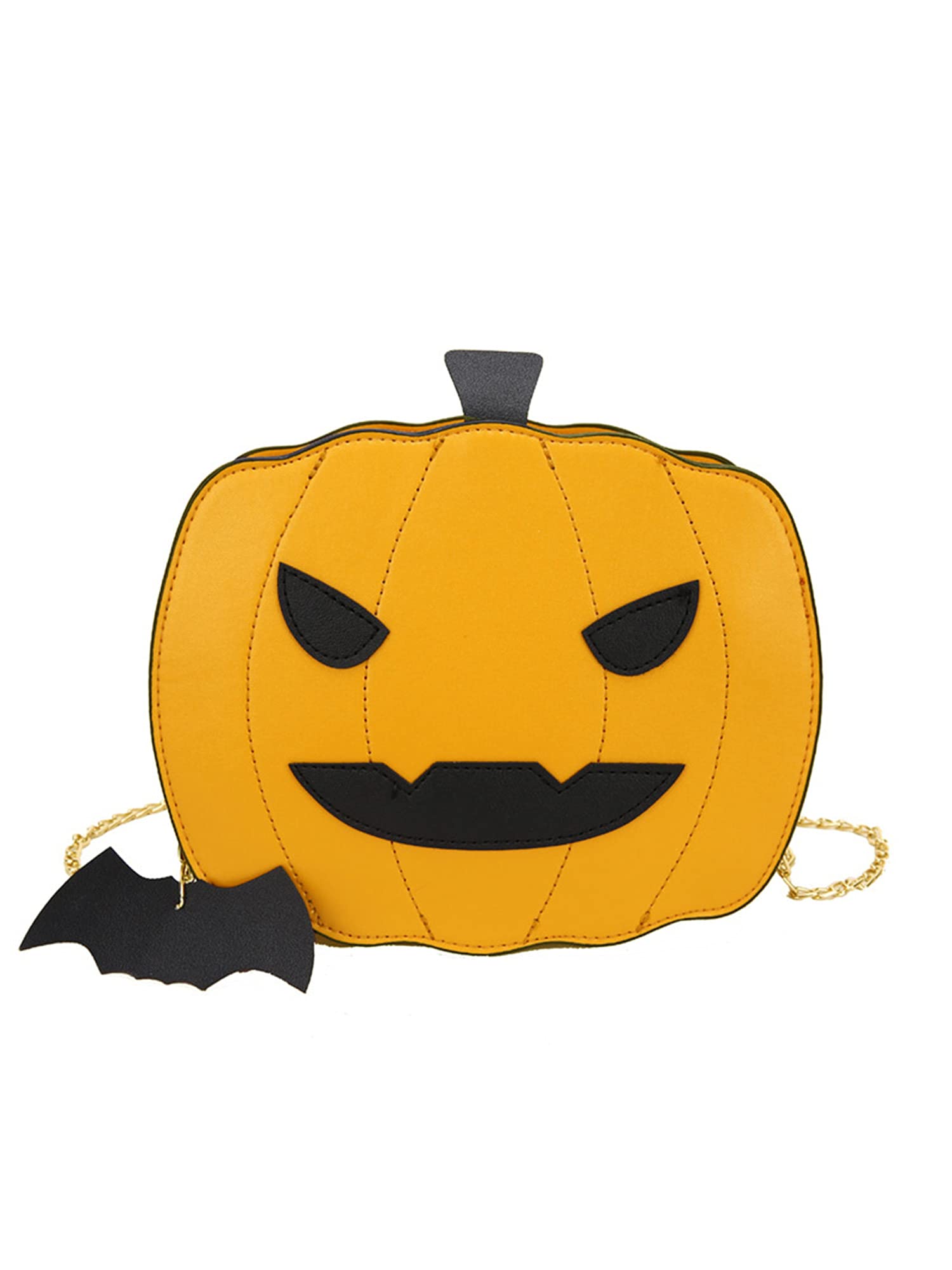 Women's Pumpkin Shoulder Bag - Cute Devil Crossbody Purse for Halloween Trick or Treat - Fashionable Yellow Handbag for Parties, Cosplay & Spooky Outfits