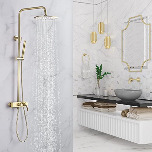 B- Brushed Gold with Round Shower Head