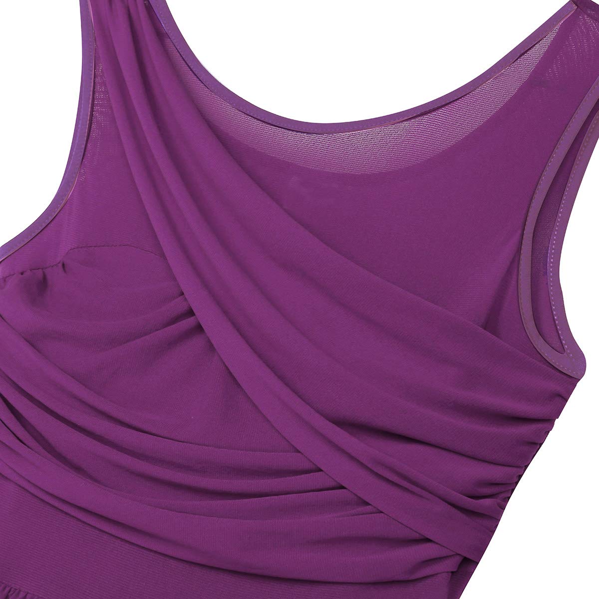 Elegant Women's Lyrical Dance Costume - V-Neck High-Low Ballet Leotard Dress for Gymnastics & Performance | Perfect for Recitals, Competitions & Dance Practice