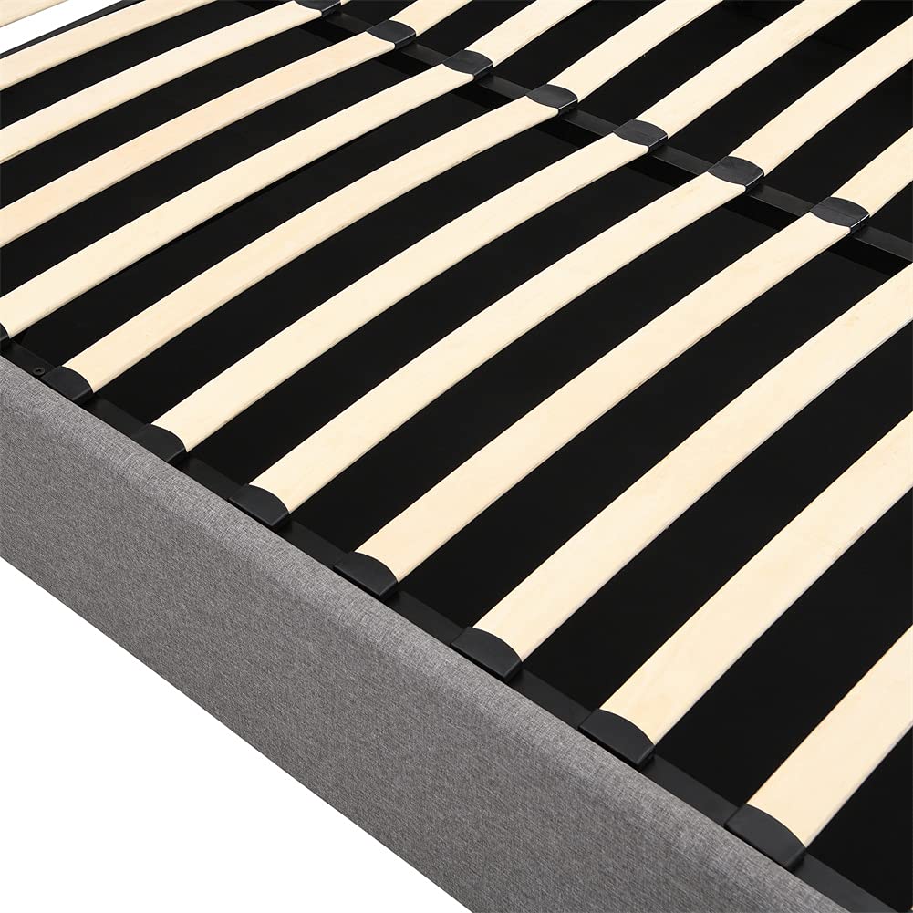 Queen Size Upholstered Platform Bed with Hydraulic Storage System - Wood Bed Frame with Slat Support in Gray | Perfect for Small Bedrooms & Modern Apartments