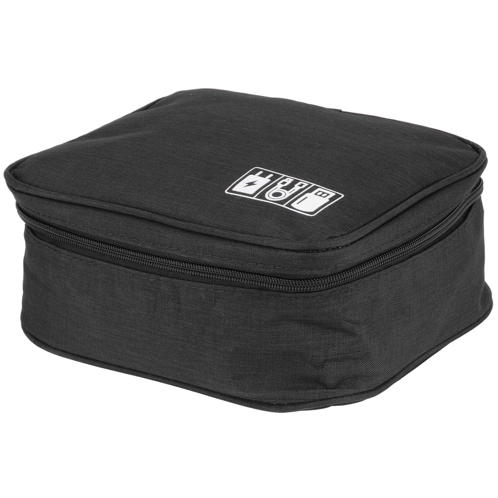 Premium Cationic Fabric Storage Bag - USB Cable Organizer for Earphones, Chargers & Batteries | Compact Travel Pouch for Electronic Accessories (Black) - Perfect for Home, Office & Travel Organization