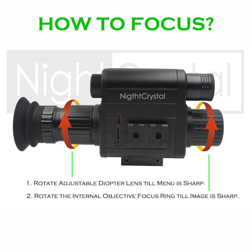 1080P HD Tactical Hunting Night Vision Scope with Built-in IR Flashlight, OLED Screen, DVR & Adjustable Crosshairs - Perfect for Night Hunting, Wildlife Observation & Security Surveillance