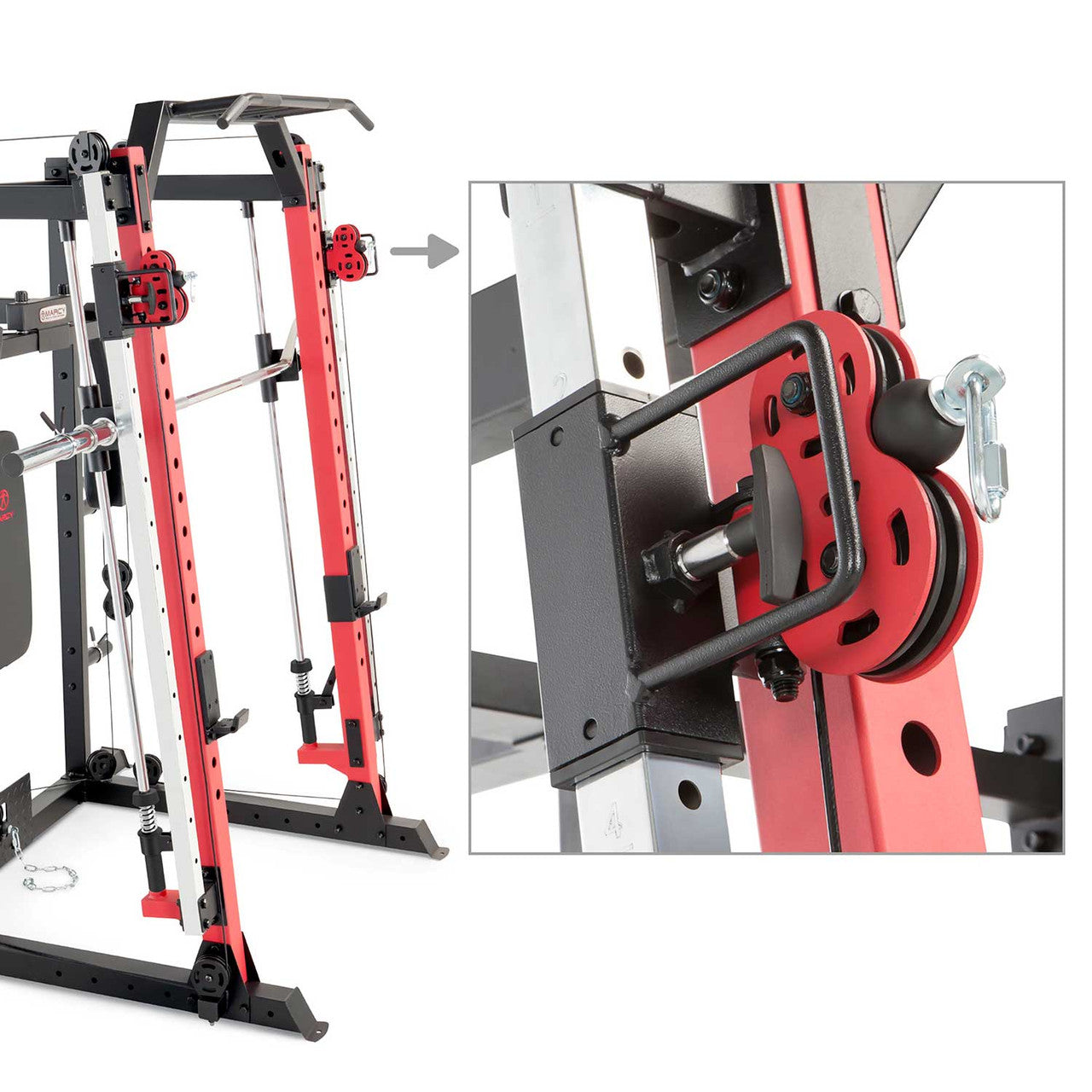 Marcy SM 4033 Smith Machine & Power Cage System with Pull-Up Bar, Landmine Station - Home Gym Strength Training Equipment for Weightlifting & Fitness Workouts