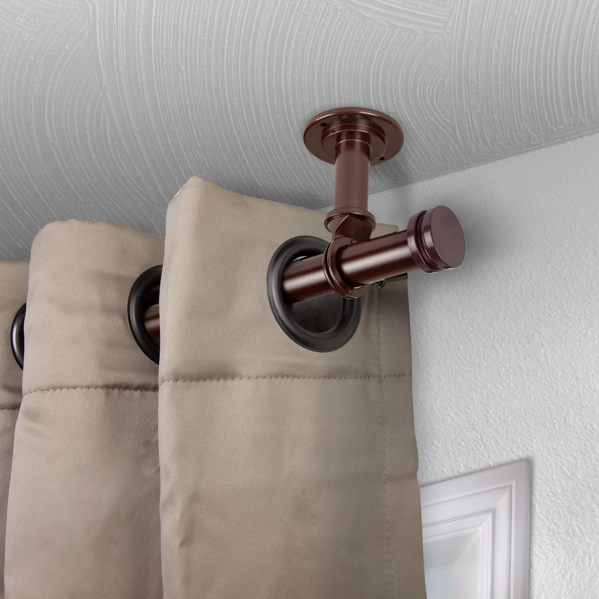 Rod Desyne Rodeo 1-Inch Adjustable Ceiling Curtain Rod for Room Dividers | 66 to 120 Inches Extendable | Bronze Finish | Perfect for Home Theater, Studio Partitions & Open Space Decor