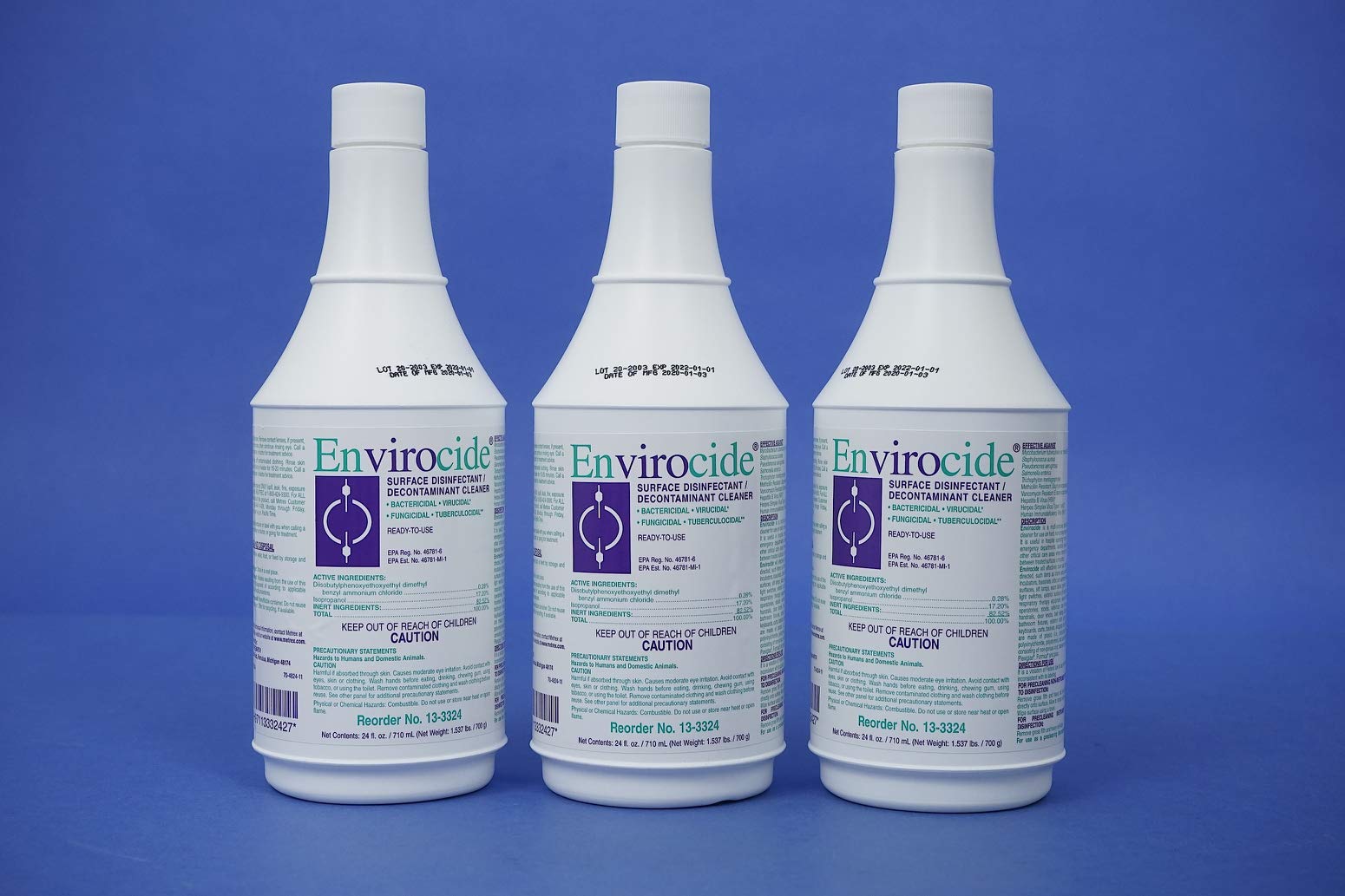 Envirocide Alcohol-Based Surface Disinfectant Cleaner - 24 Oz Bottle (Case of 12) - Hospital-Grade Disinfectant for Home, Office & Healthcare Facilities - Kills 99.9% Germs & Viruses - EPA Registered - Ideal for Countertops, Doorknobs & Medical Equipment