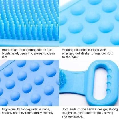 Multi-Color Silicone Body Scrubber for Men & Women - Exfoliating Bath Brush with Long Handle for Back Cleansing - Perfect for Shower, Spa, and Exfoliation Routine