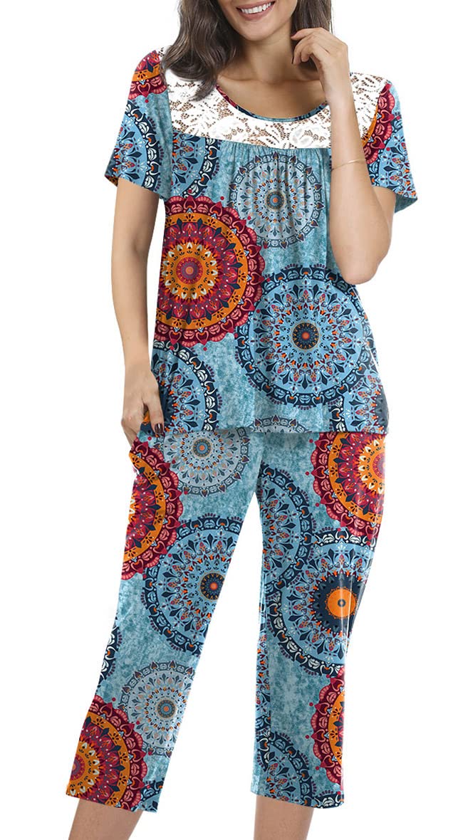 POPYOUNG Women's 2-Piece Pajama Set - Soft Cotton Sleepwear with Pockets for Lounge & Nightwear | Cozy Homewear, Perfect for Relaxing, Sleeping & Vacation