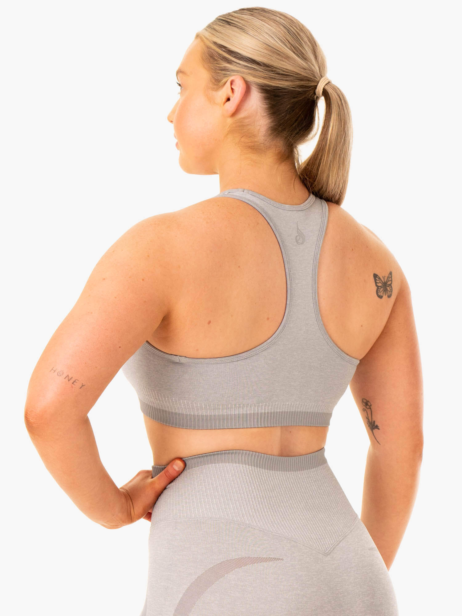 Excel Seamless Sports Bra for Women - High Support Workout Top - Grey Marl - Perfect for Yoga, Running & Gym