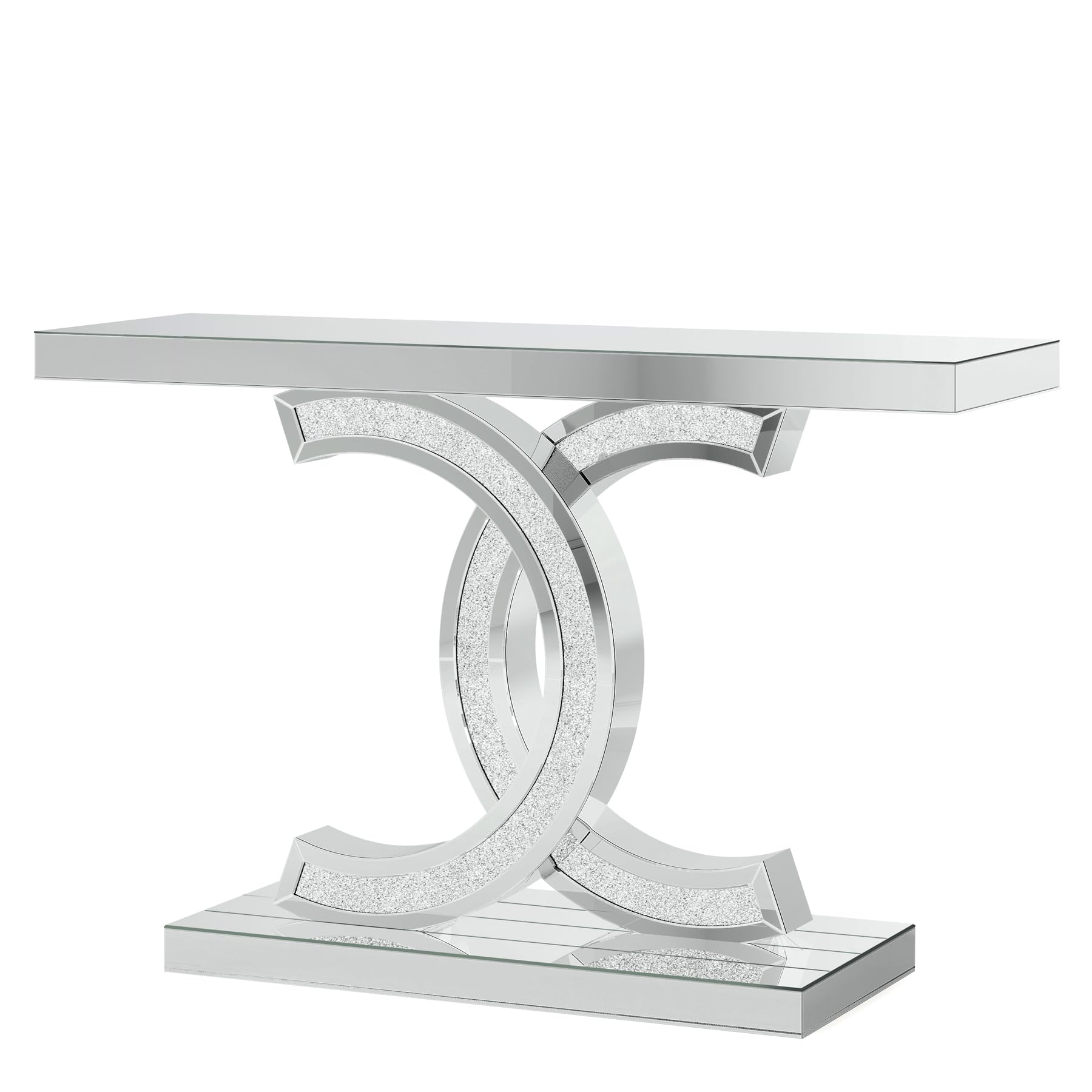 Tribesigns 39-inch Modern Silver Mirrored Console Table with Glass Top - Elegant Entryway Sofa Table for Hallway, Living Room & Entrance - Perfect for Home Decor, Small Spaces & Apartment Style