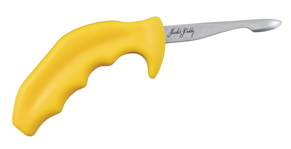 Premium Oyster Shucking Knife with Yellow Handle - Professional Stainless Steel Shucker Tool for Opening Oysters Safely - Perfect for Seafood Lovers, Home Chefs & Restaurant Use