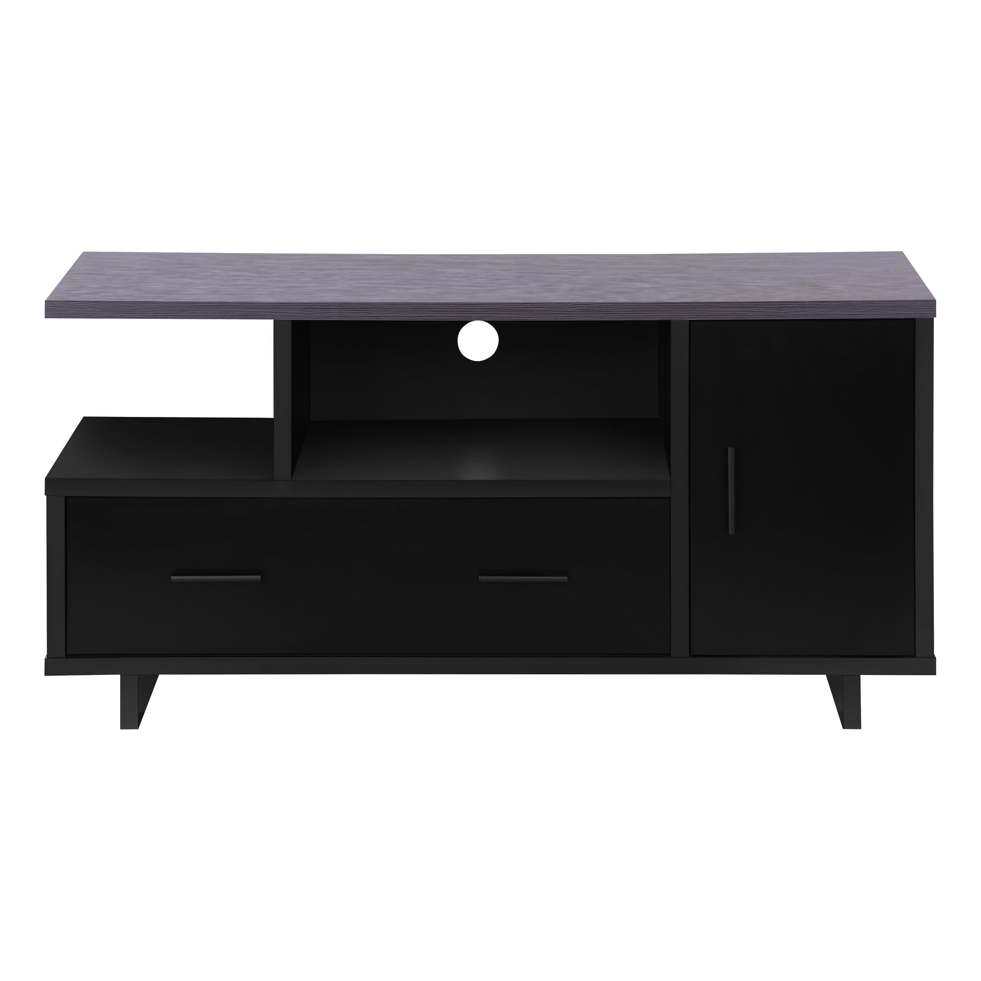 Monarch Specialties I STAND-48 L Grey TV Stand with Storage - Modern Entertainment Center for Living Room, Bedroom & Home Theater - Black