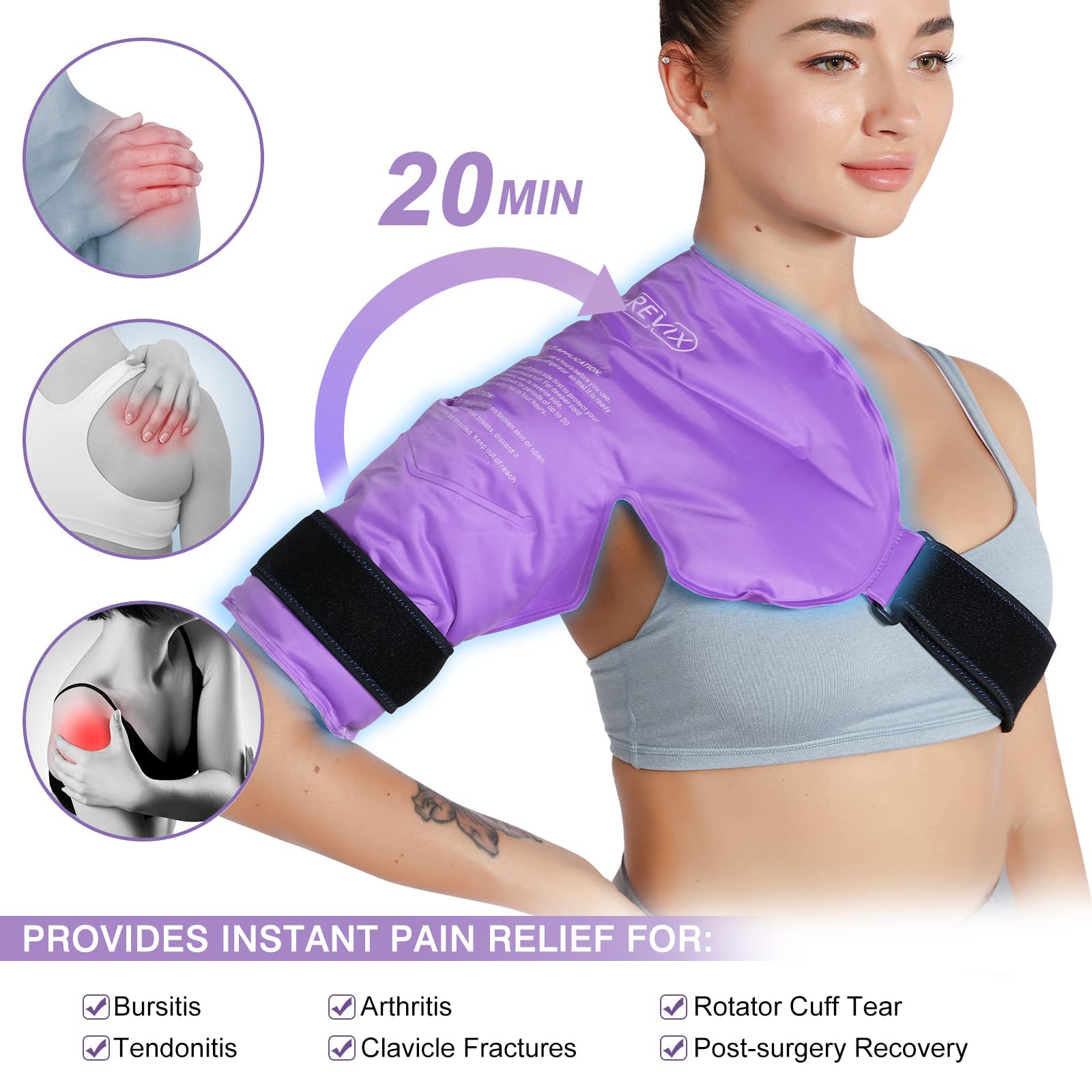 REVIX Reusable Gel Ice Pack for Back & Shoulder Pain Relief - Cold Therapy for Injuries, Swelling, Sore Muscles - Perfect for Post-Workout Recovery & First Aid Kits