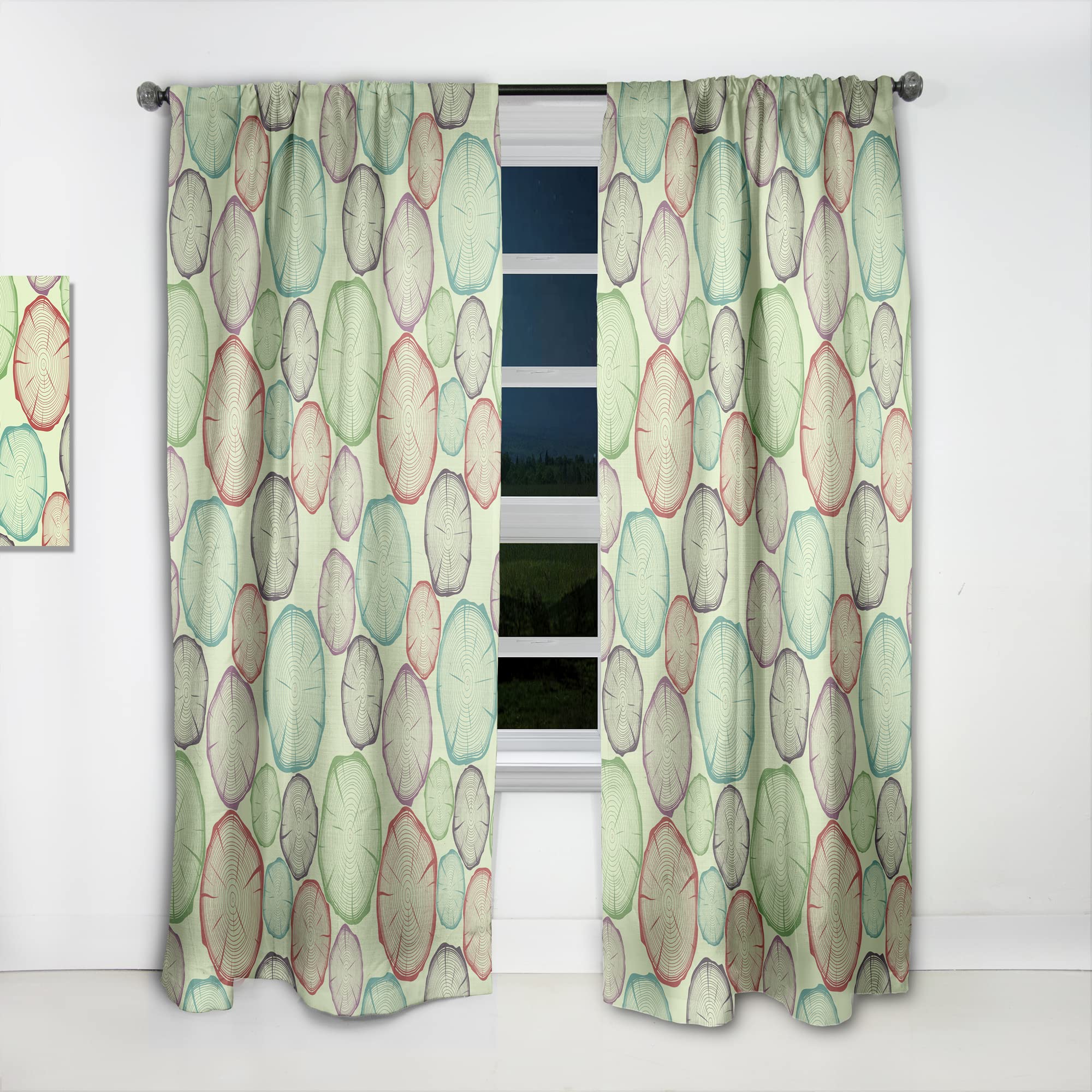 DesignQ Thermal Insulated Tree Rings Pattern Curtains - Single Panel 52x120 Inches - Blackout Drapes for Bedroom & Living Room - Perfect for Privacy, Light Control & Energy Efficiency