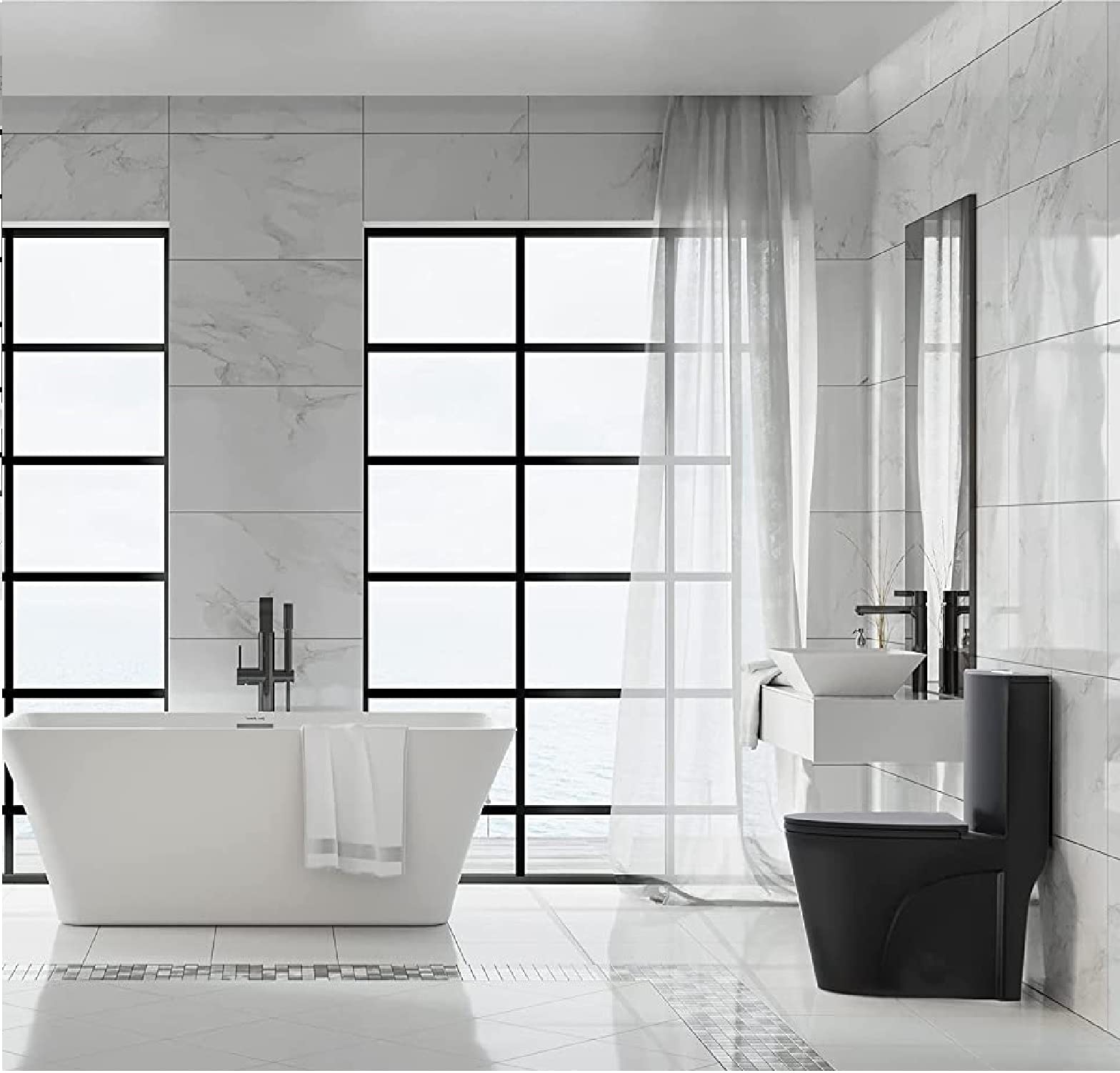Agua Canada One Piece Elongated Dual Flush Toilet 4L/6L - 1000g Waste Capacity - Water Efficient Modern Bathroom Solution for Homes & Commercial Spaces