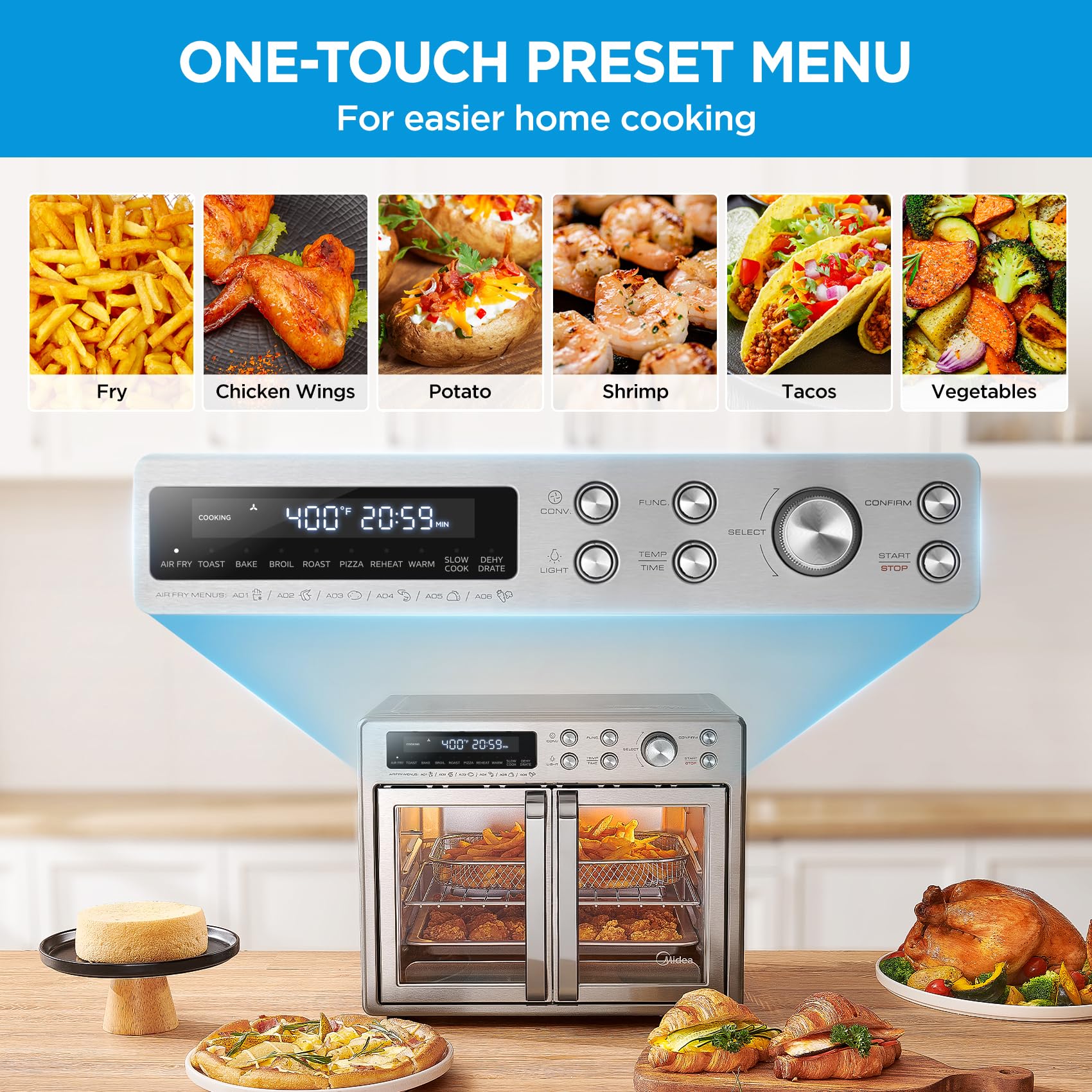 Toshiba 4-Slice French Door Toaster Oven with Convection - Countertop Toaster Oven for Baking, Broiling & Toasting - Perfect for Small Kitchens, Dorms & Apartments