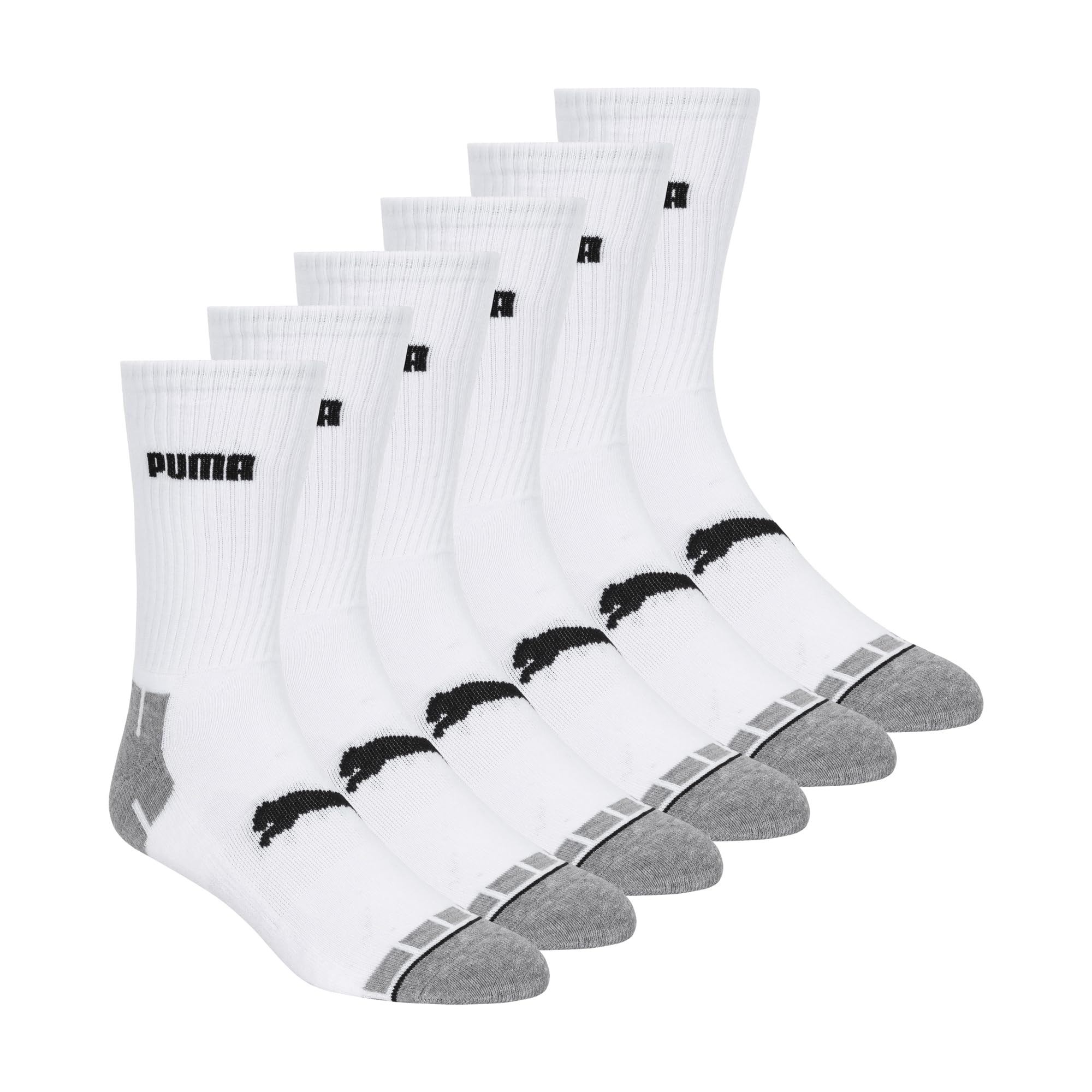 PUMA Men's 6 Pack Crew Socks - Comfortable Athletic Socks for Running, Gym & Casual Wear - Breathable Cotton Blend for All-Day Comfort