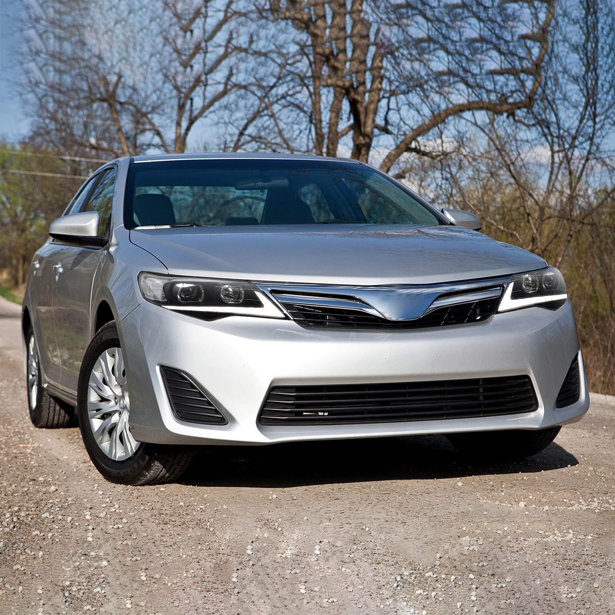 VLAND LED Projector Headlights for Toyota Camry 2012-2014 - Plug & Play LED DRL with Halogen High Beam - Upgrade Your Night Driving Safety & Style