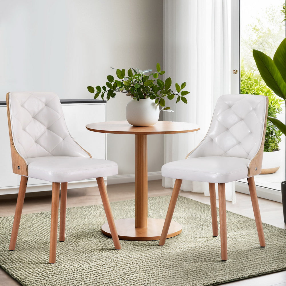 2 Pack Artiss White PU Leather Dining Chairs - Modern Kitchen & Dining Room Furniture for Home, Restaurant, Cafe & Office Use