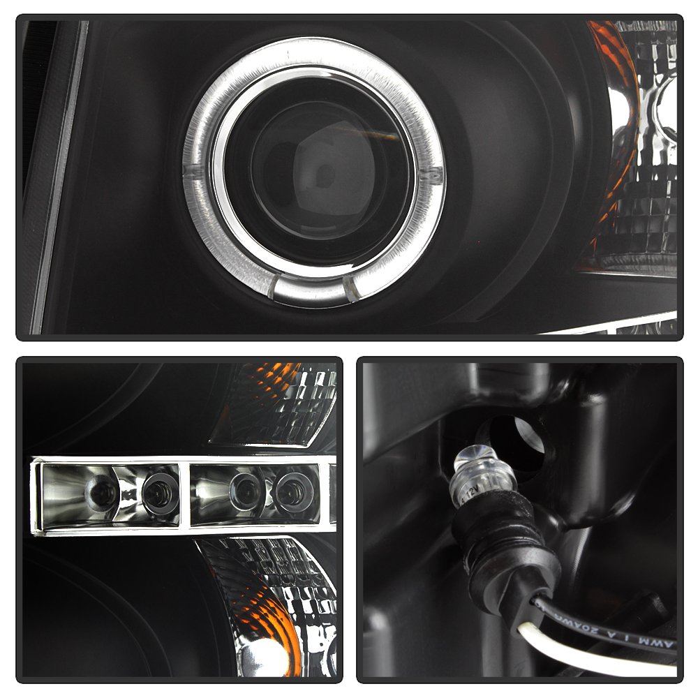 LED Halo Headlights for Chevy Silverado 1500 2500 3500 (2007-2013) - Black/Clear Lens - High Visibility & Style Upgrade for Night Driving & Off-Road Adventures