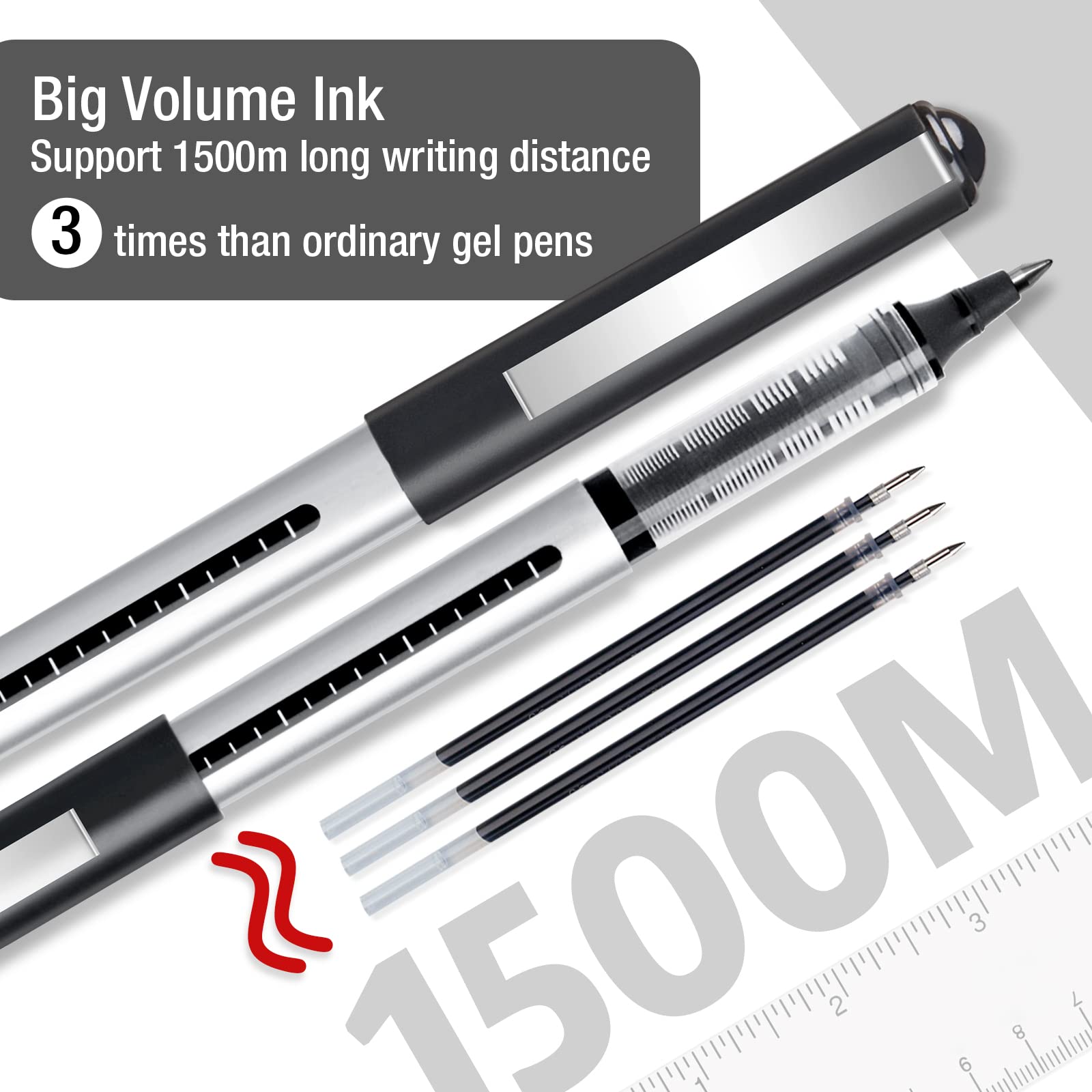 APOGO 0.5mm Black Gel Rollerball Pens - 16 Pack Quick-Drying Ink Pens for Smooth Writing - Perfect for Note Taking, Journaling, Office Work & School Supplies - Ideal for Students, Professionals & Artists