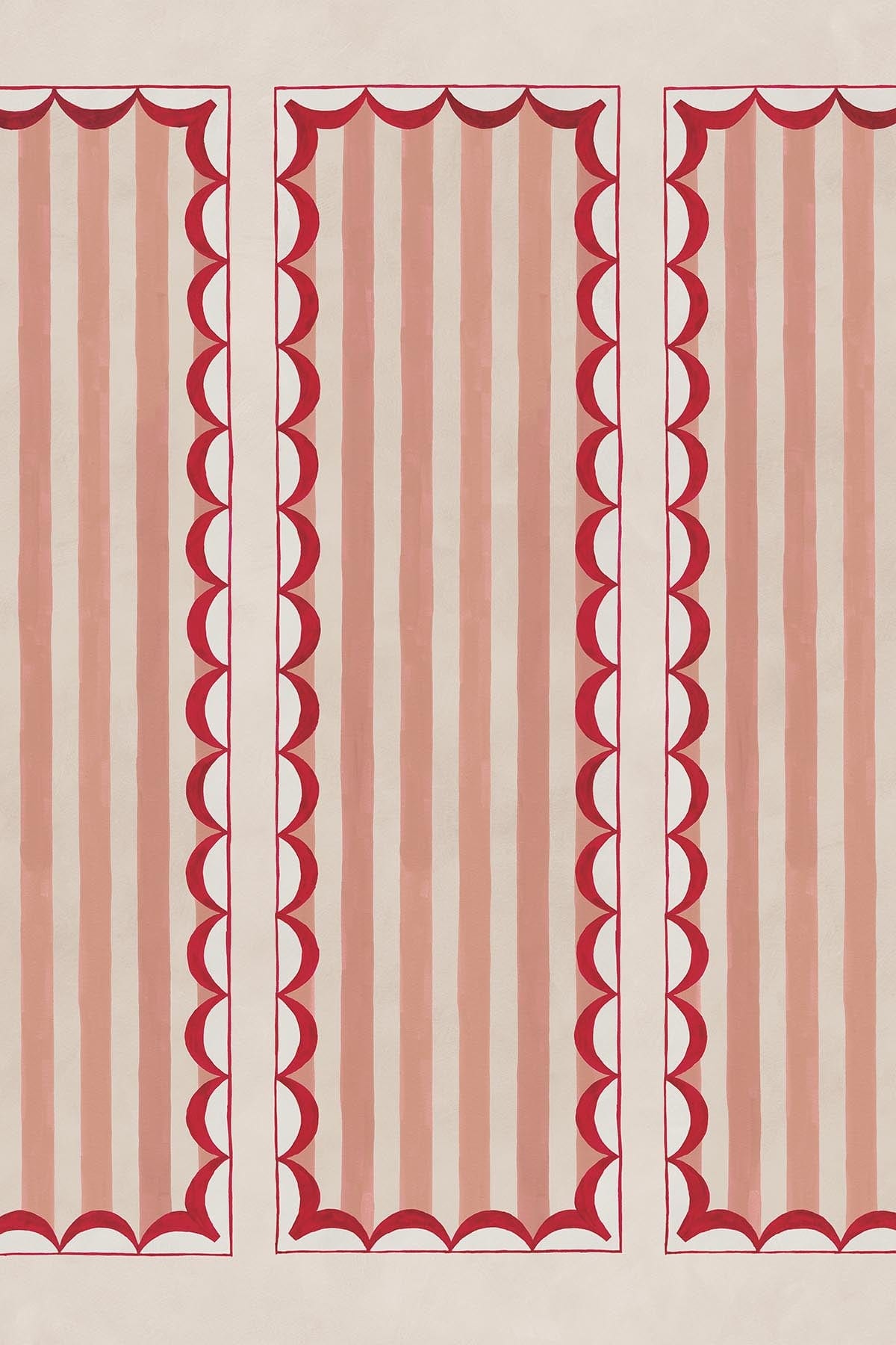 Scallop Panel Pink/Red Lace Fabric - Perfect for DIY Crafts, Wedding Decor, and Fashion Accessories