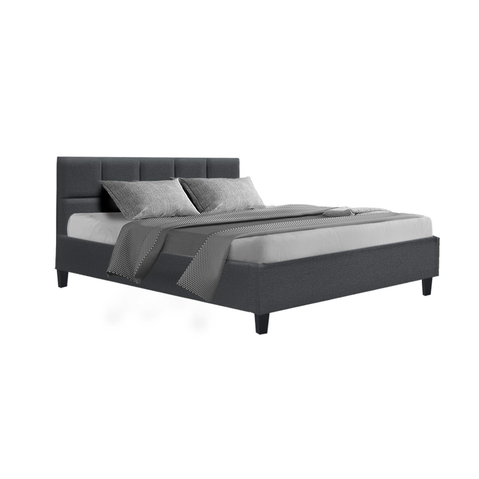 Bondi Queen Bed Frame in Charcoal - Modern Platform Bed with Sturdy Metal Frame for Bedroom, Guest Room, or Dorm