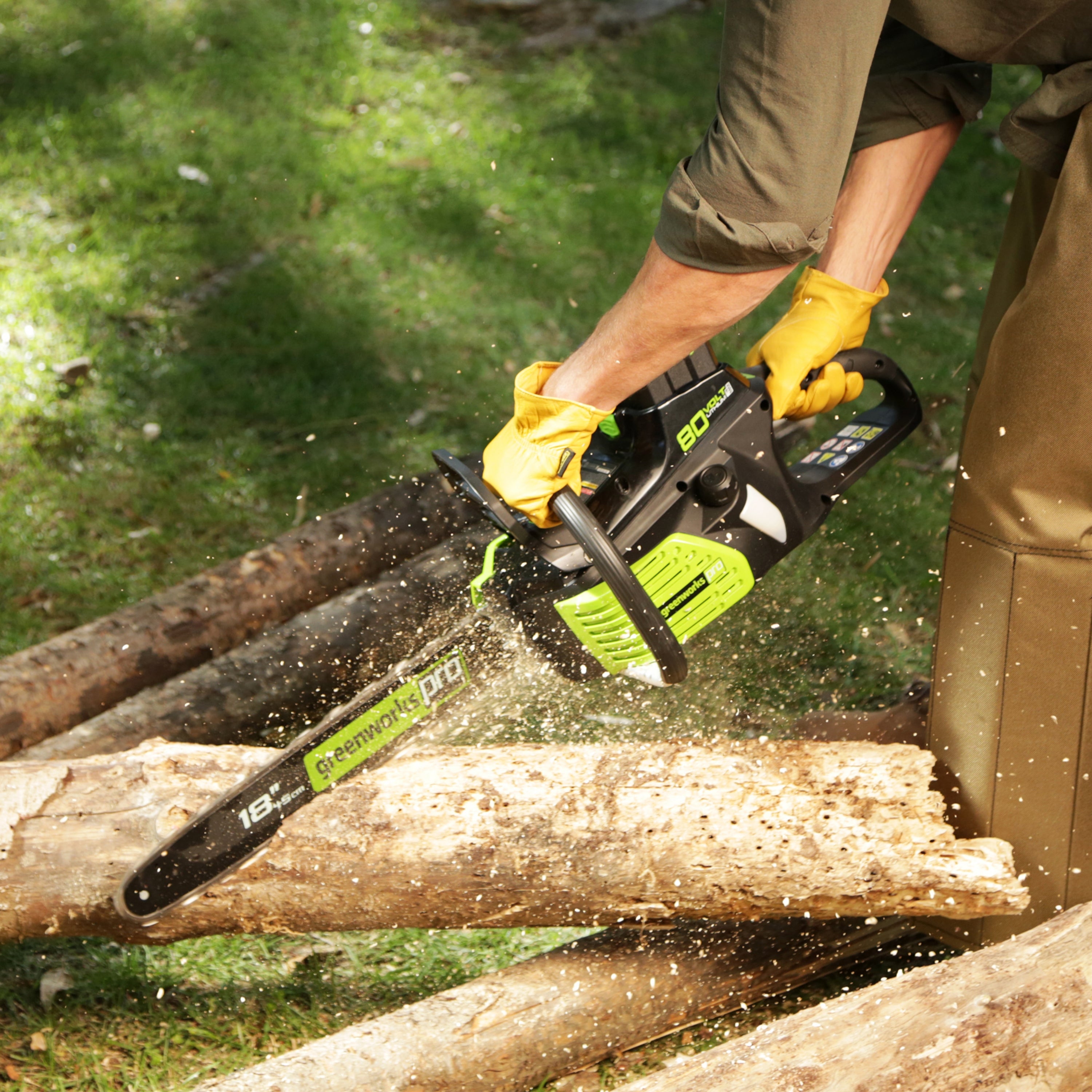 80V 18-Inch Cordless Battery Chainsaw with 2.0Ah Battery & Charger - Lightweight Electric Chainsaw for Tree Trimming, Firewood Cutting, and Yard Maintenance