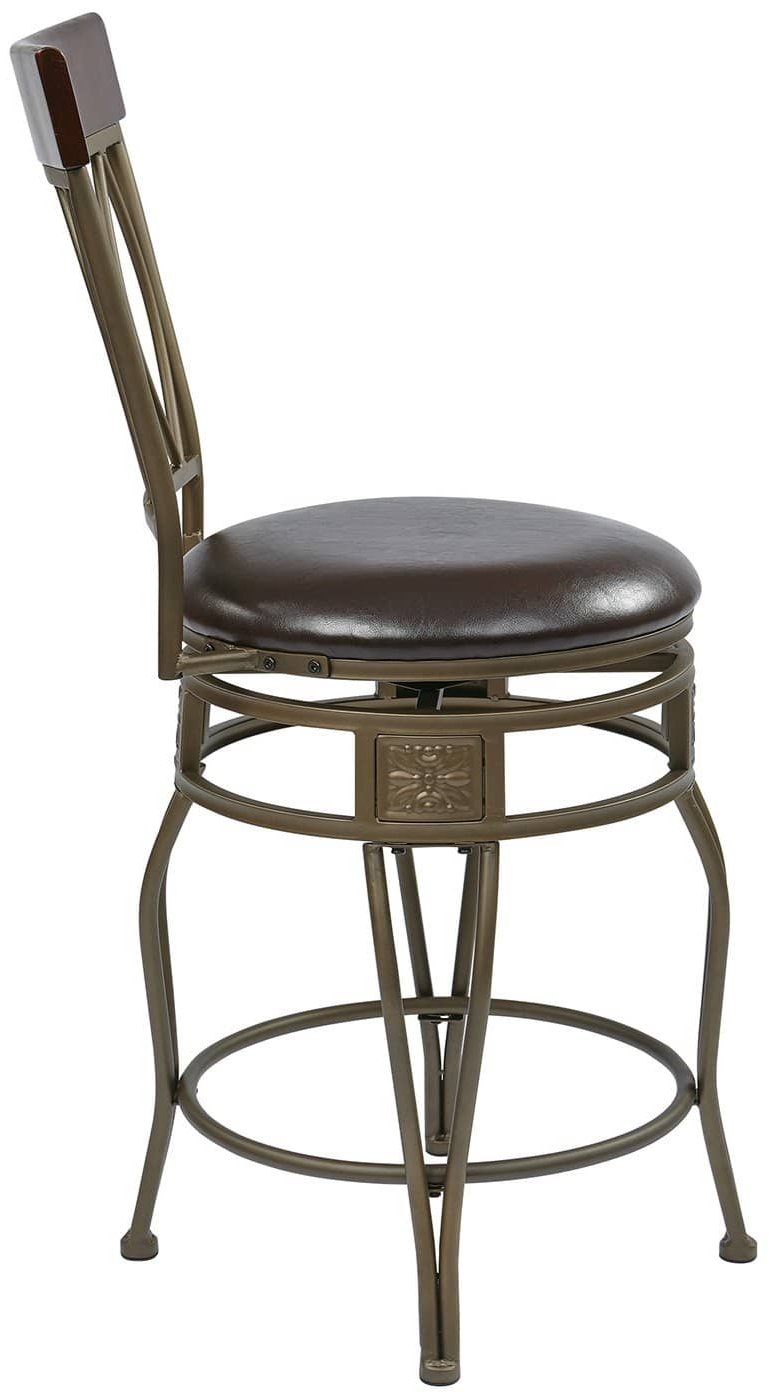 Cosmo Metal Swivel Bar Stool with Espresso Faux Leather Seat - Adjustable Height Counter Stool for Kitchen Island, Home Bar & Dining Room [CSM2630 ES]