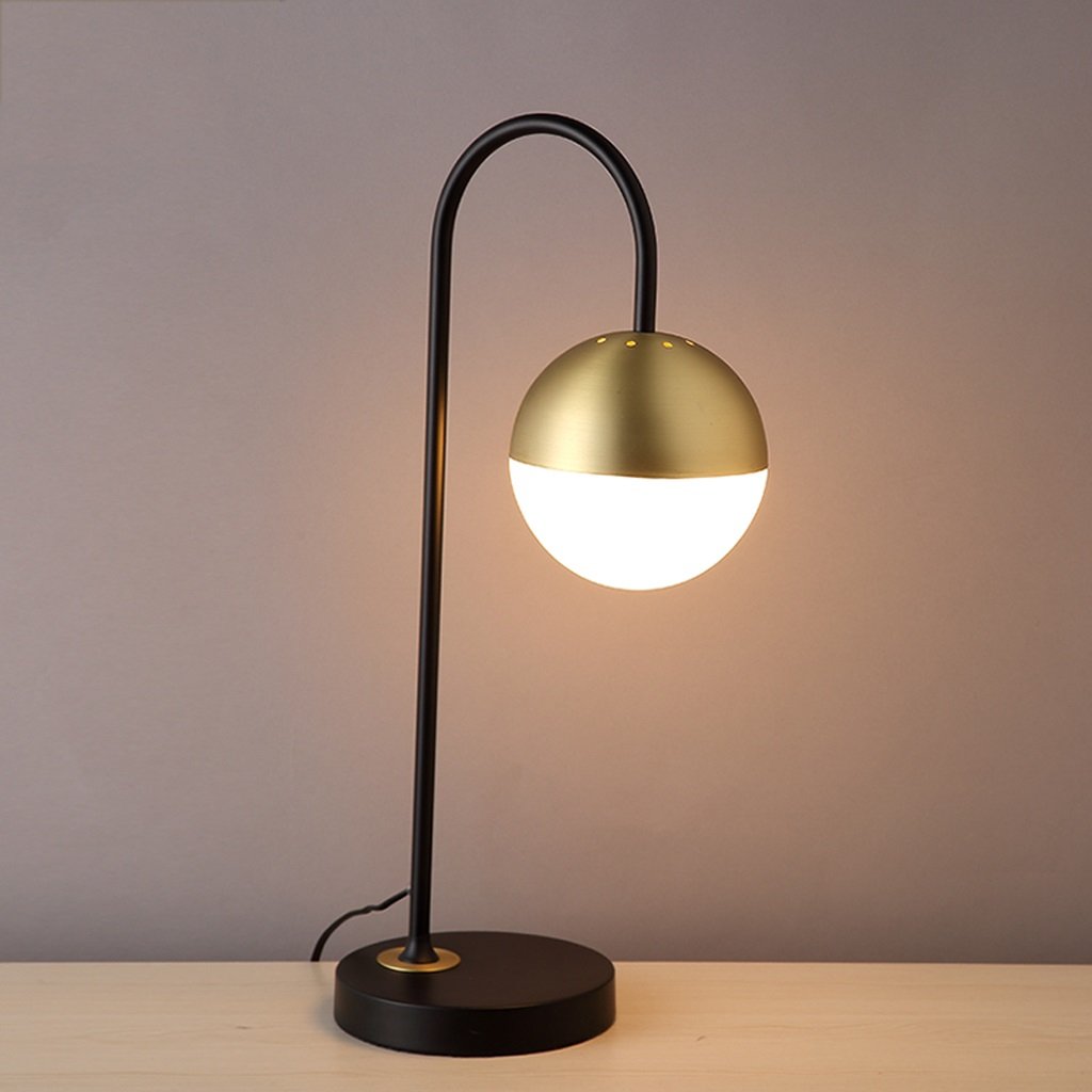 Nordic Simple Iron Study Desk Lamp - Adjustable LED Table Lamp for Living Room, Bedroom & Office Workspace - Warm White Light for Reading, Working & Relaxing (Color: Copper)