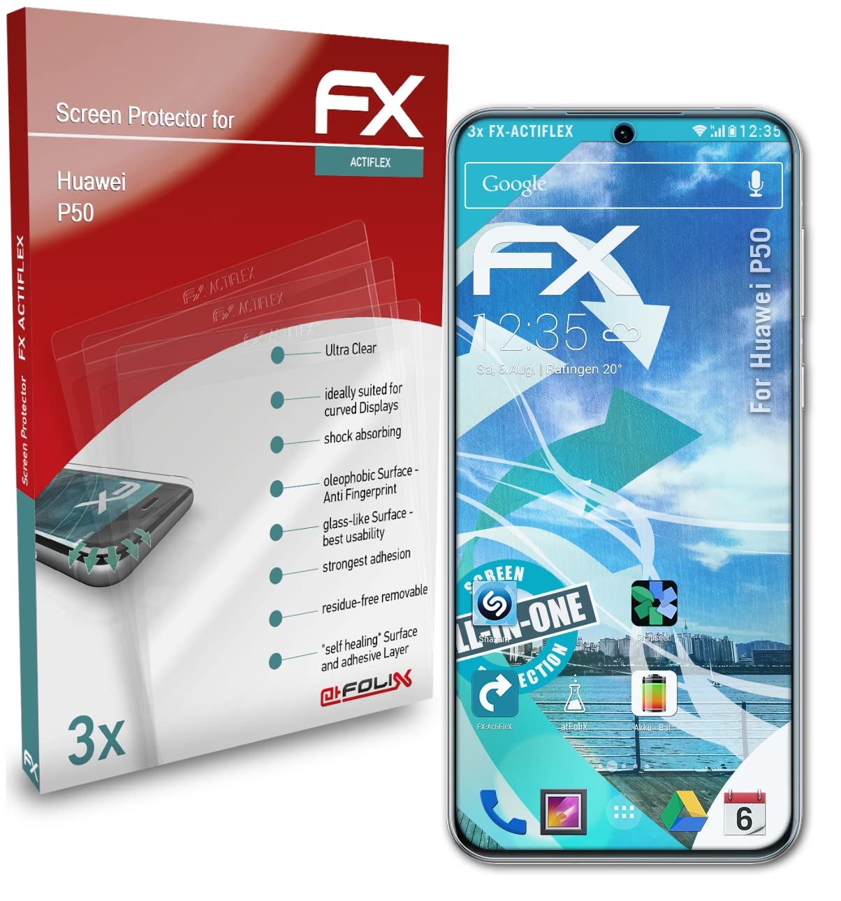 Huawei P50 Screen Protector, 3-Pack Ultra Clear Flexible Tempered Glass Film - Anti-Scratch & Bubble-Free for Daily Protection